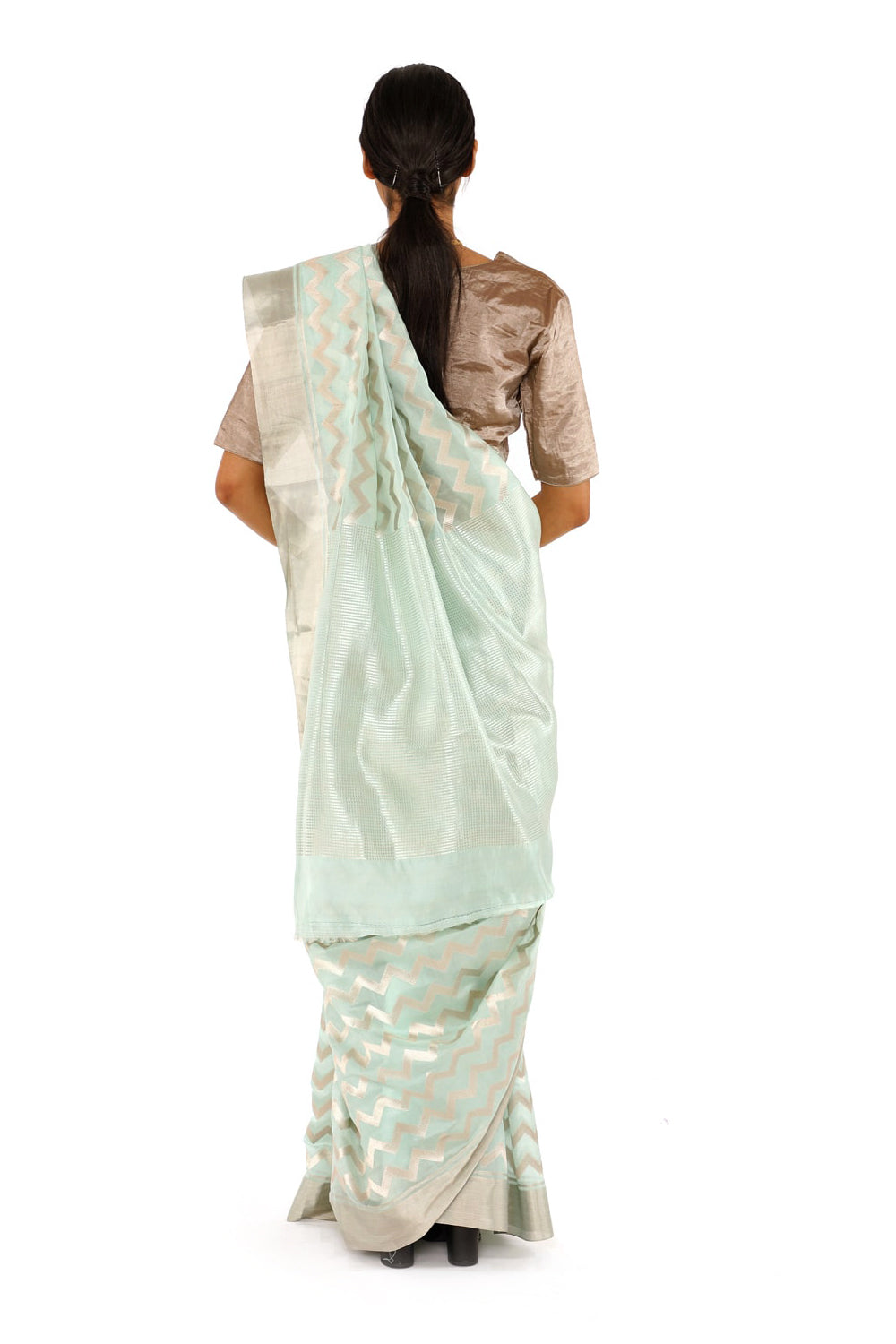 BOA - Aqua Blue Chanderi Silk Saree