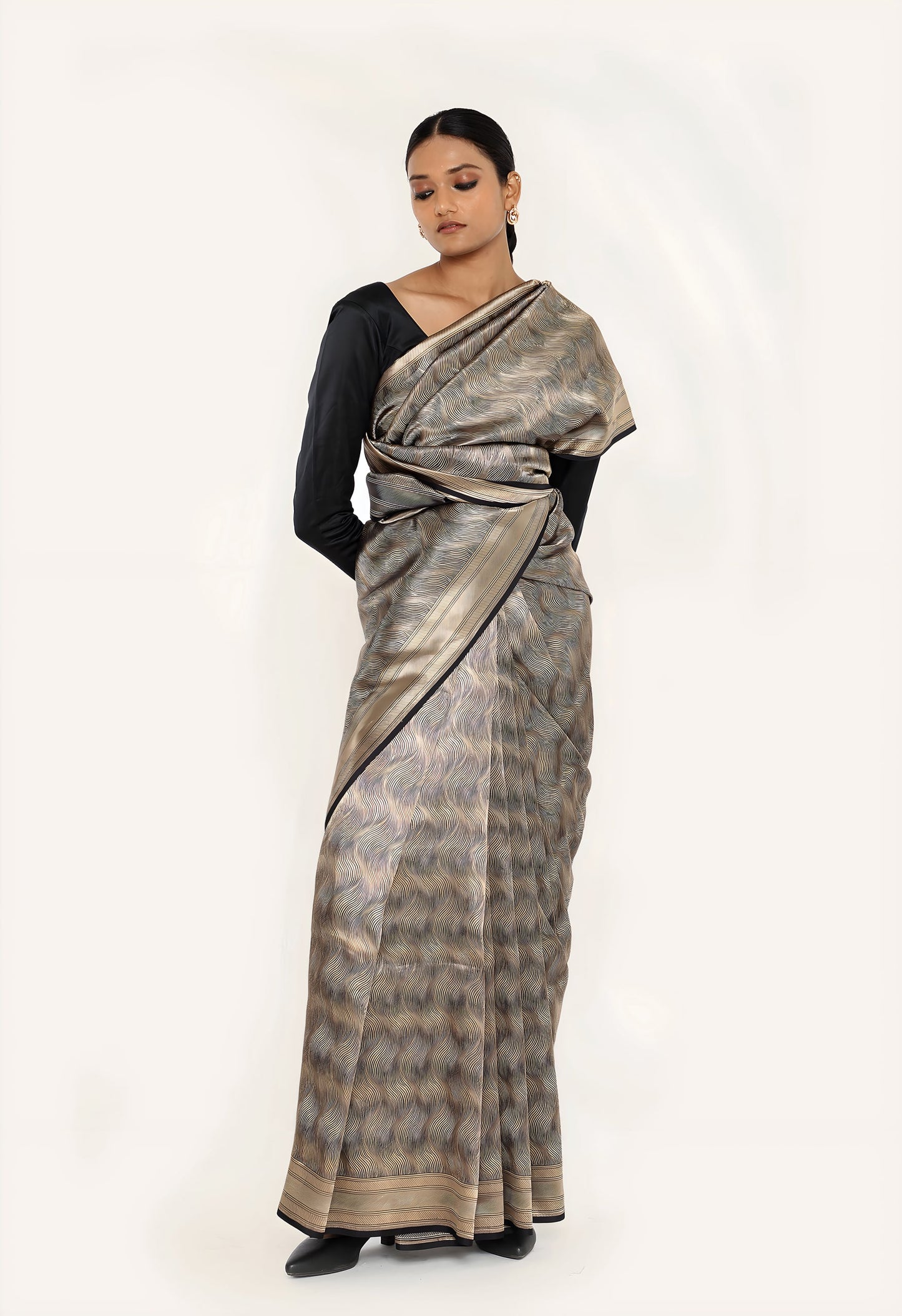 Dhari - BLACK SILVER JARI METALIC SAREE