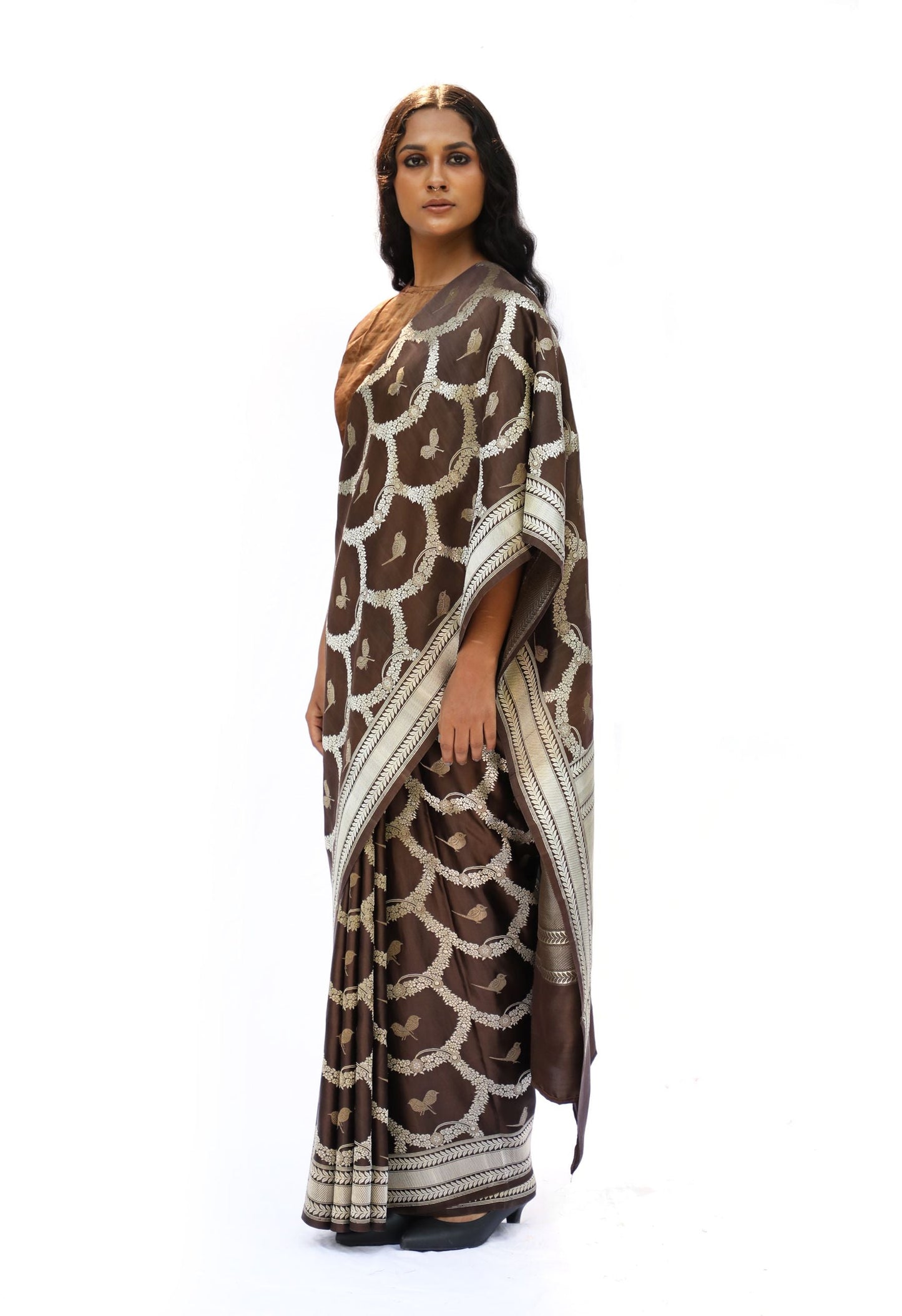 MM - BROWN MASHRU SILK