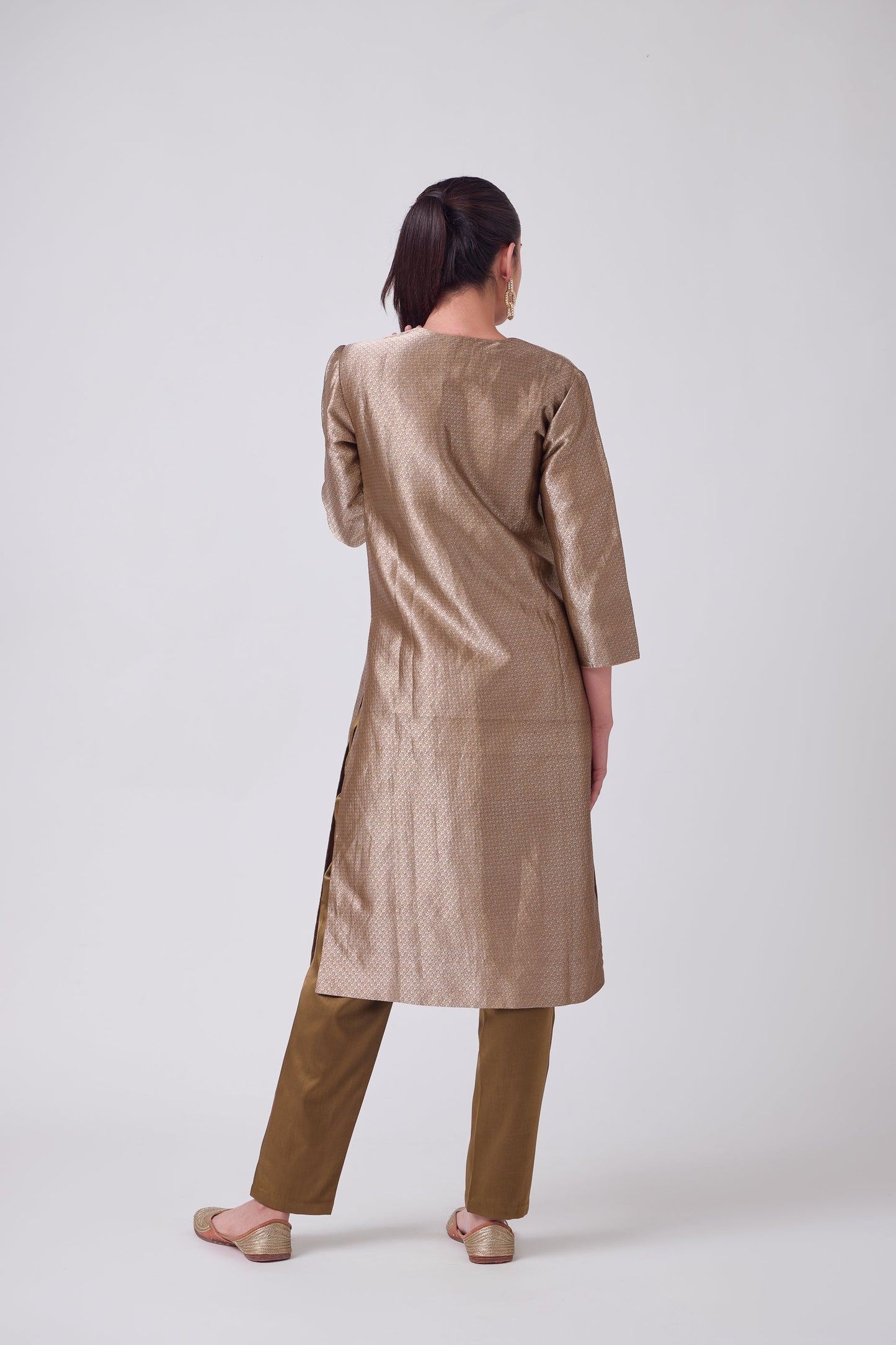 Kurta - Brown Silk Brocade