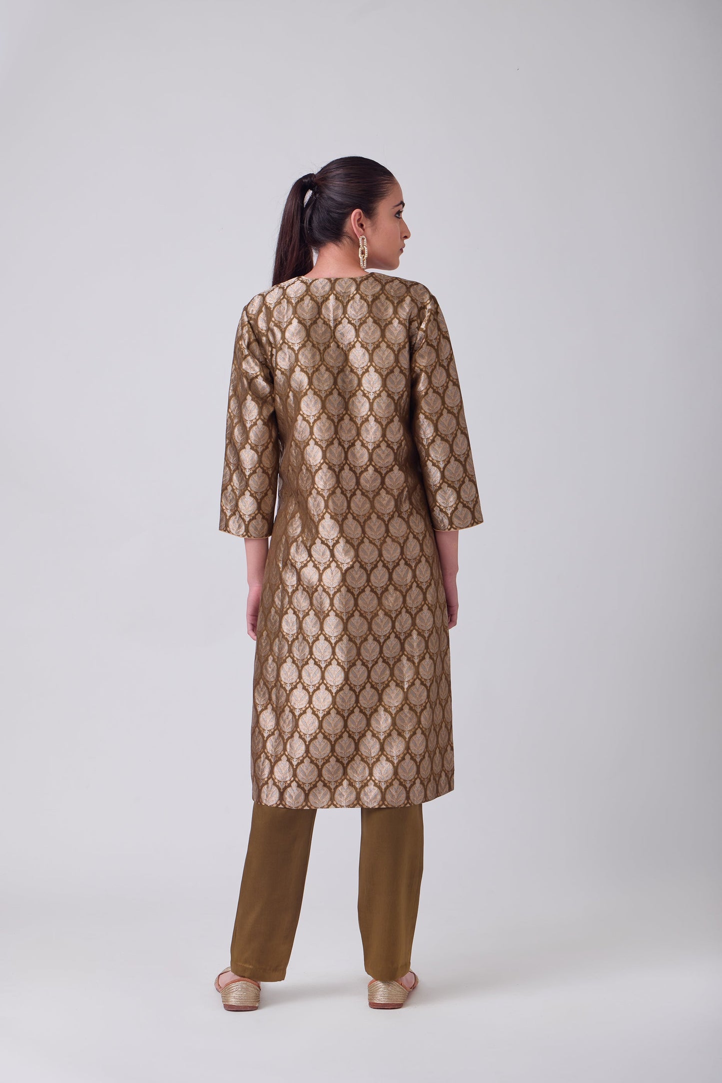 Kurta - Brown Silk Brocade
