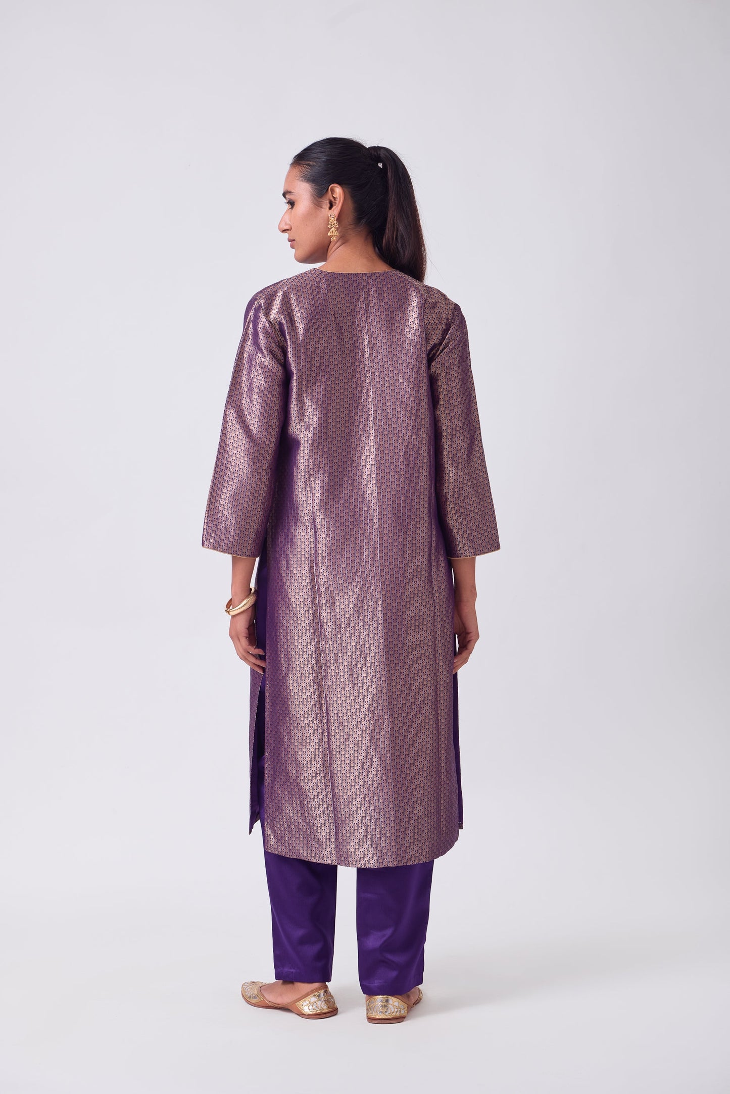 Kurta - Purple Silk Brocade