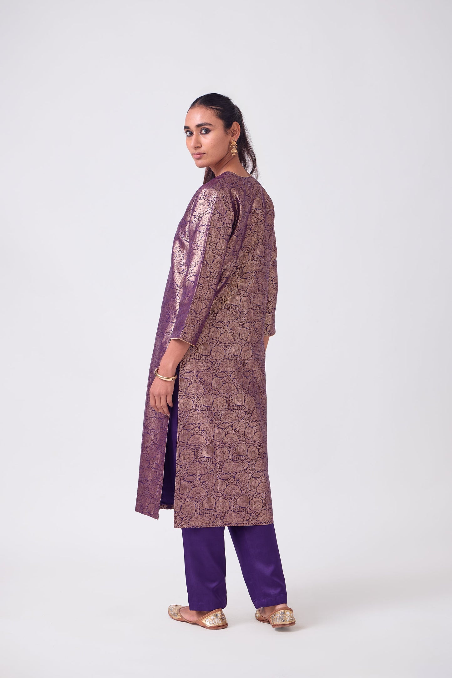 Kurta - Purple Silk Brocade
