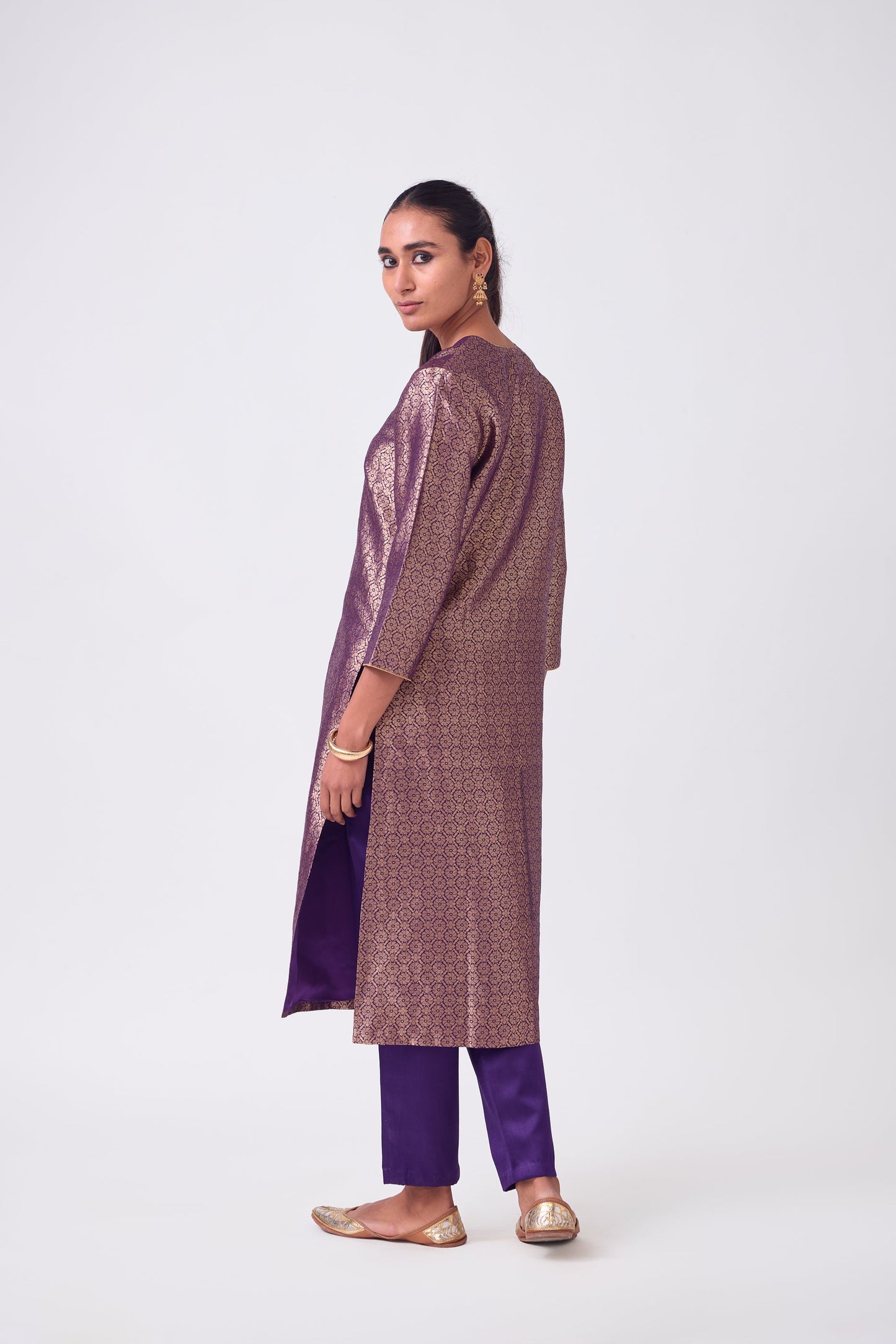 Kurta - Purple Silk Brocade