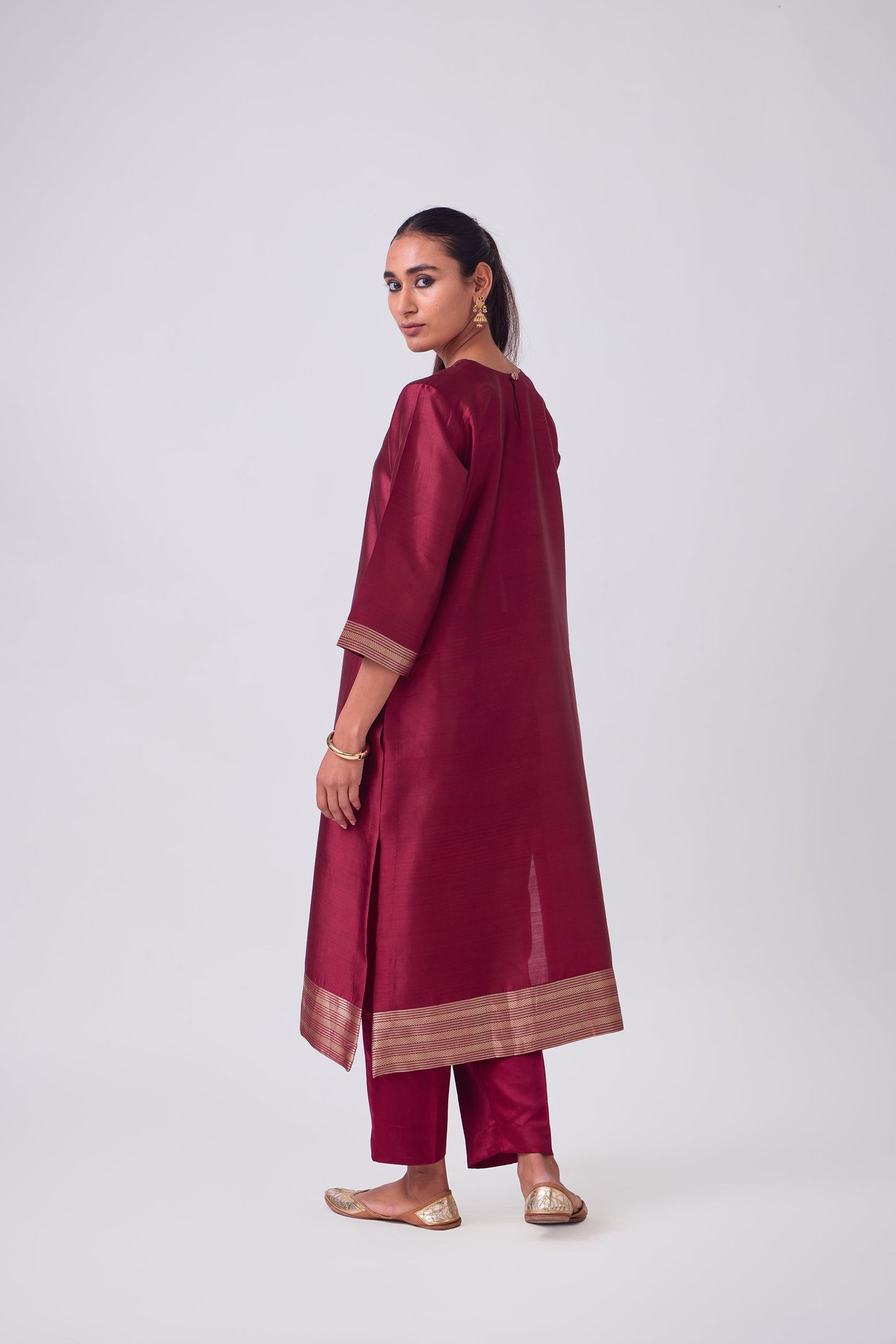 Kurta - Red plain kurta set
