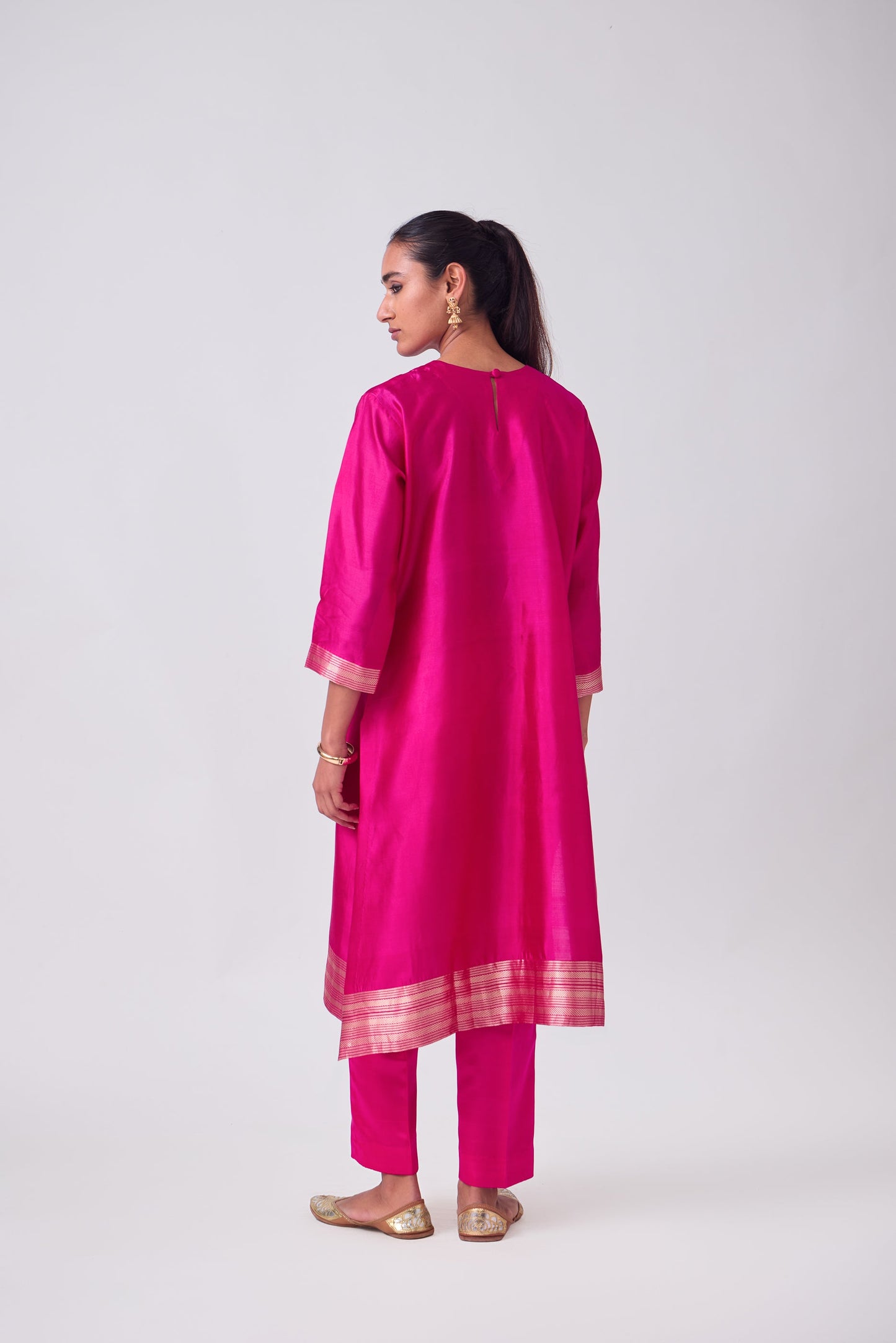 Kurta - Pink plain kurta set
