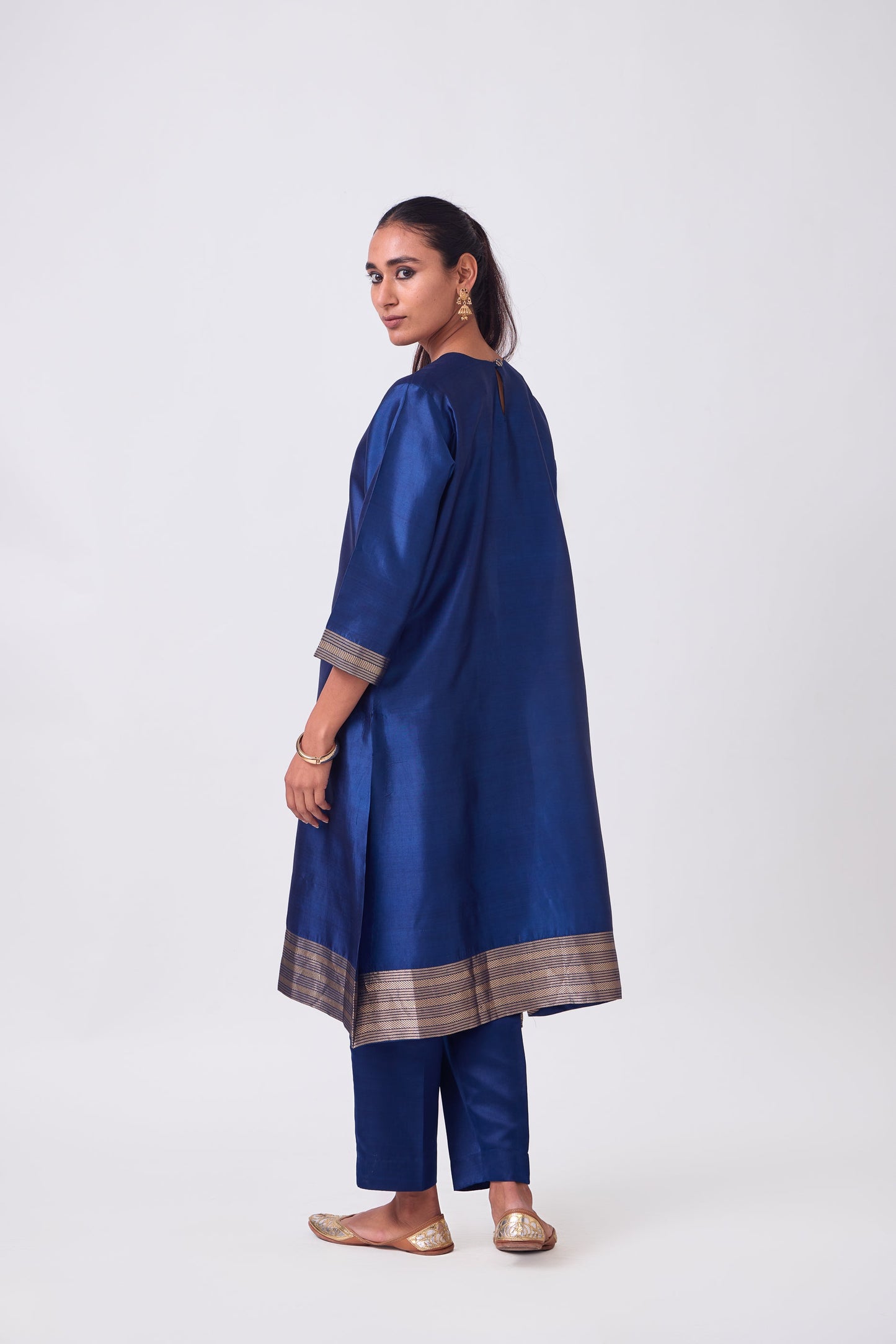 Kurta - Blue plain kurta set