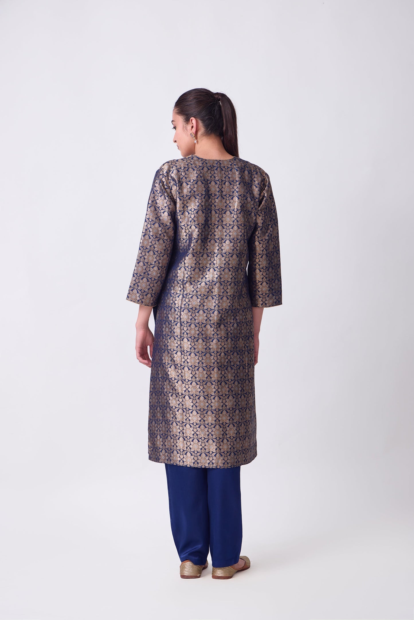 Kurta - Blue Silk Brocade