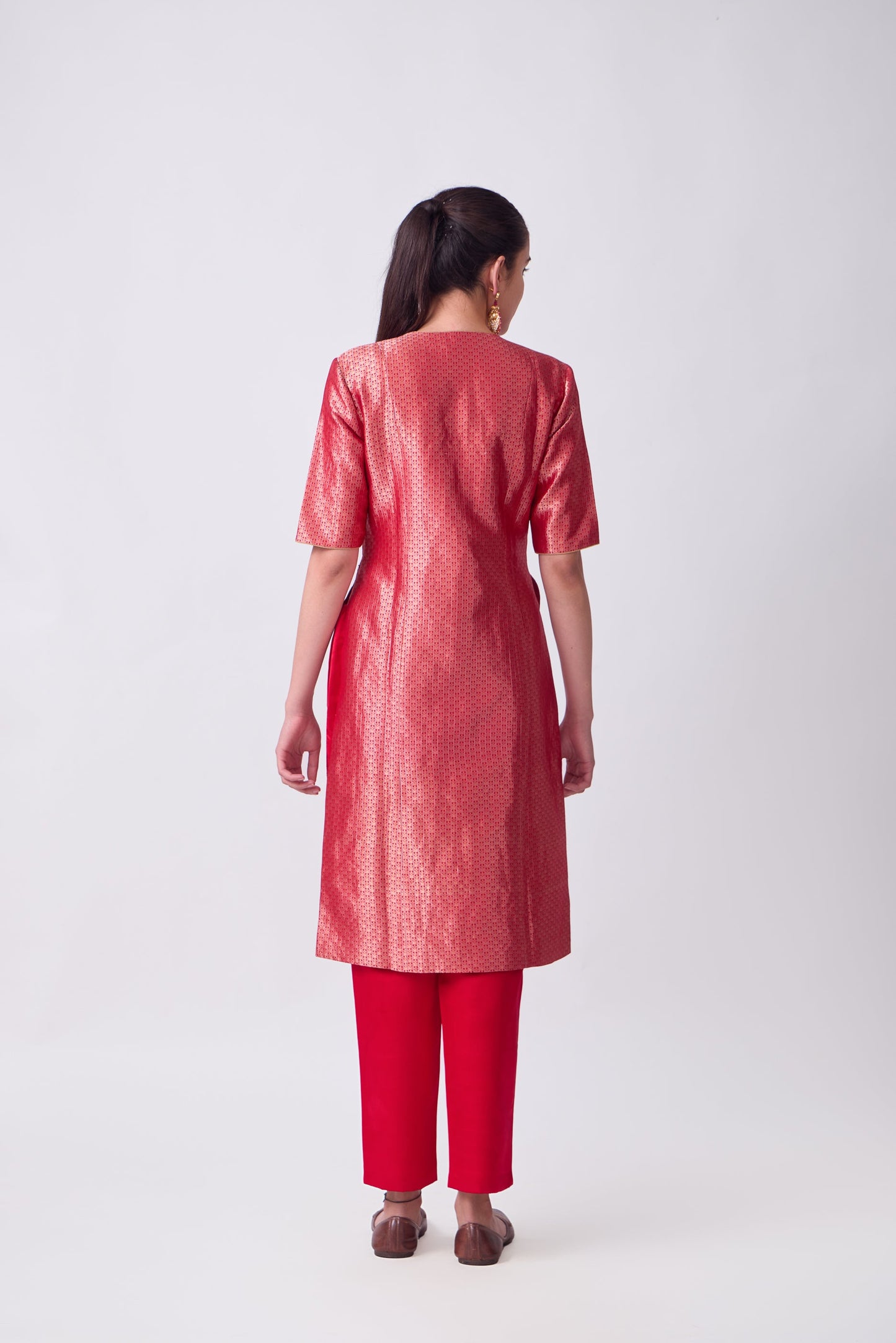 Kurta - Red Silk Brocade