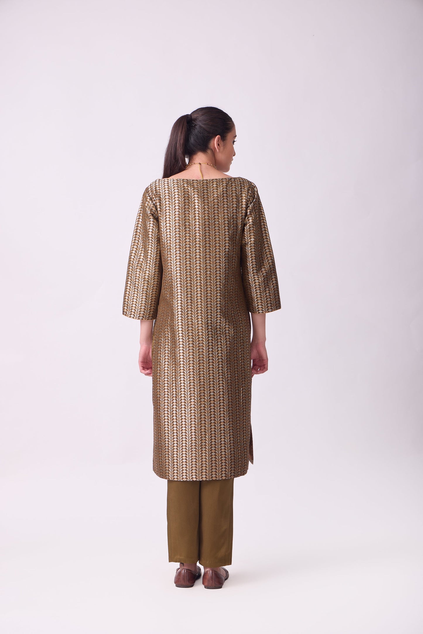 Kurta - Brown Silk Brocade