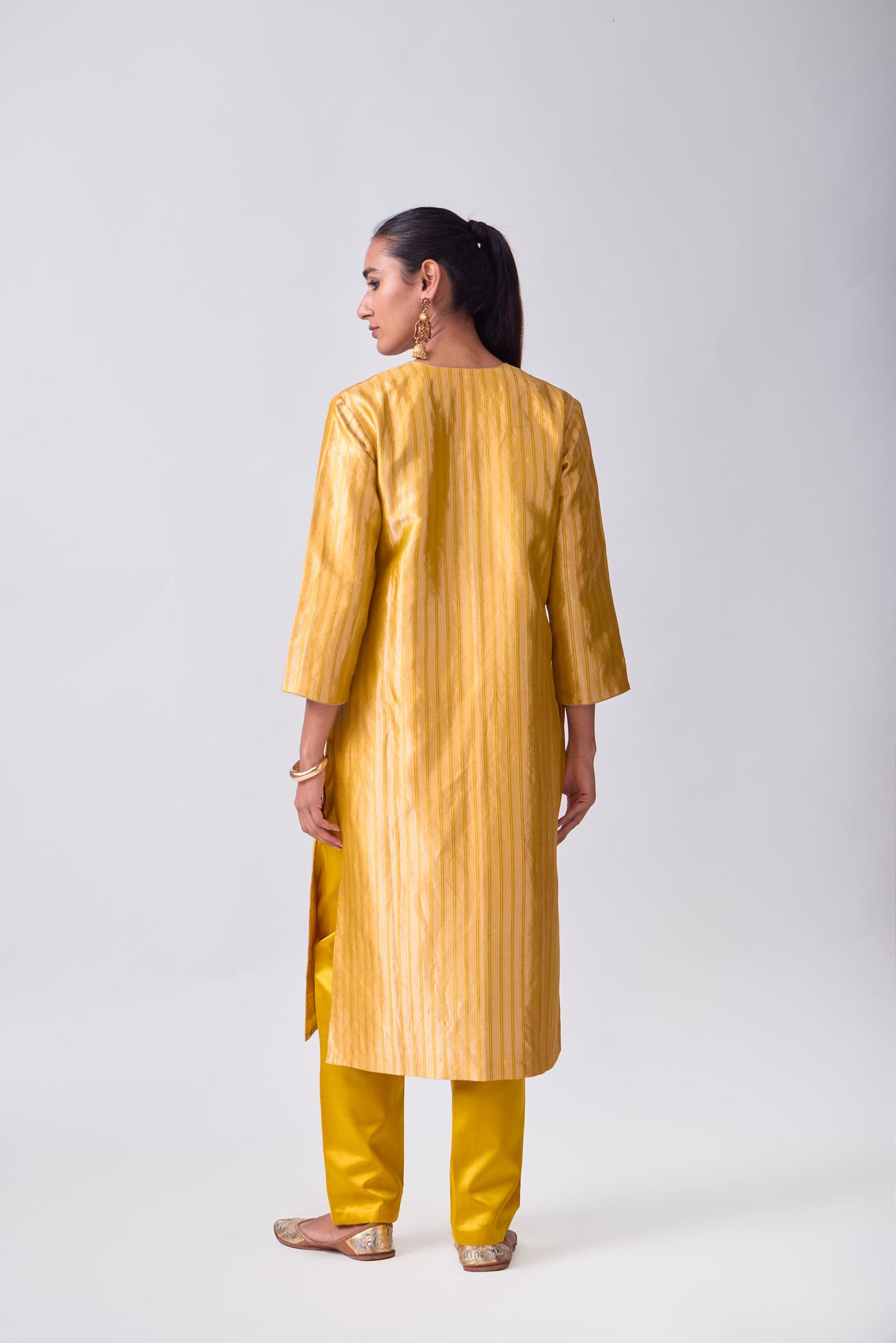 Kurta - Mustard Silk Brocade