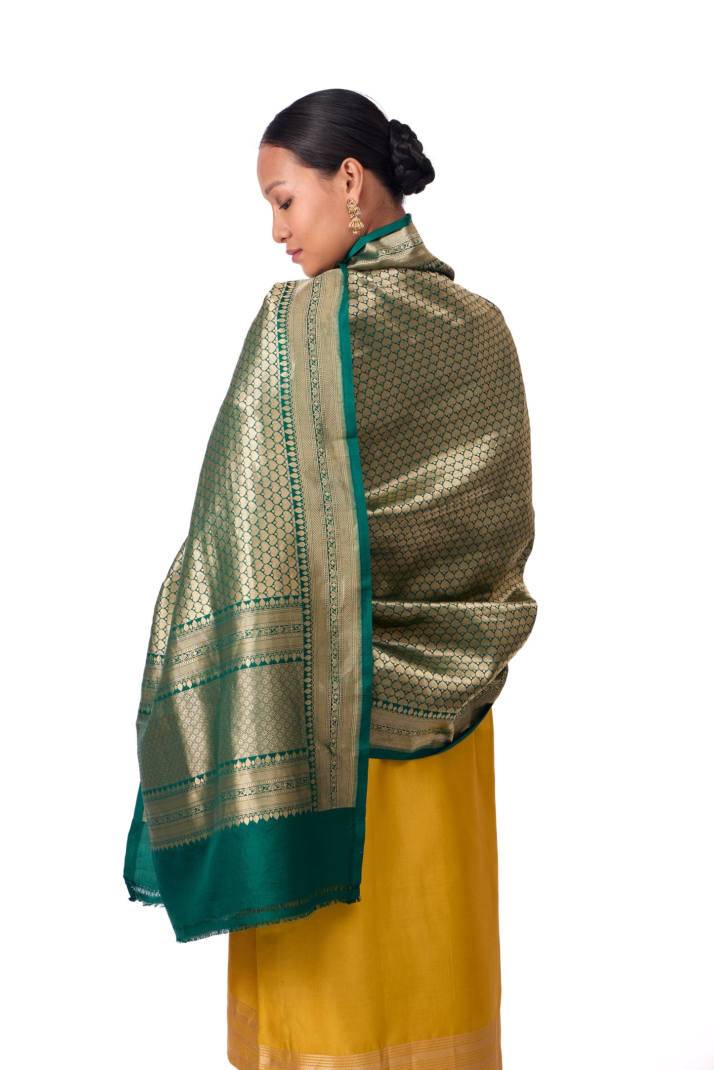 Bottle Green Katan Silk Dupatta