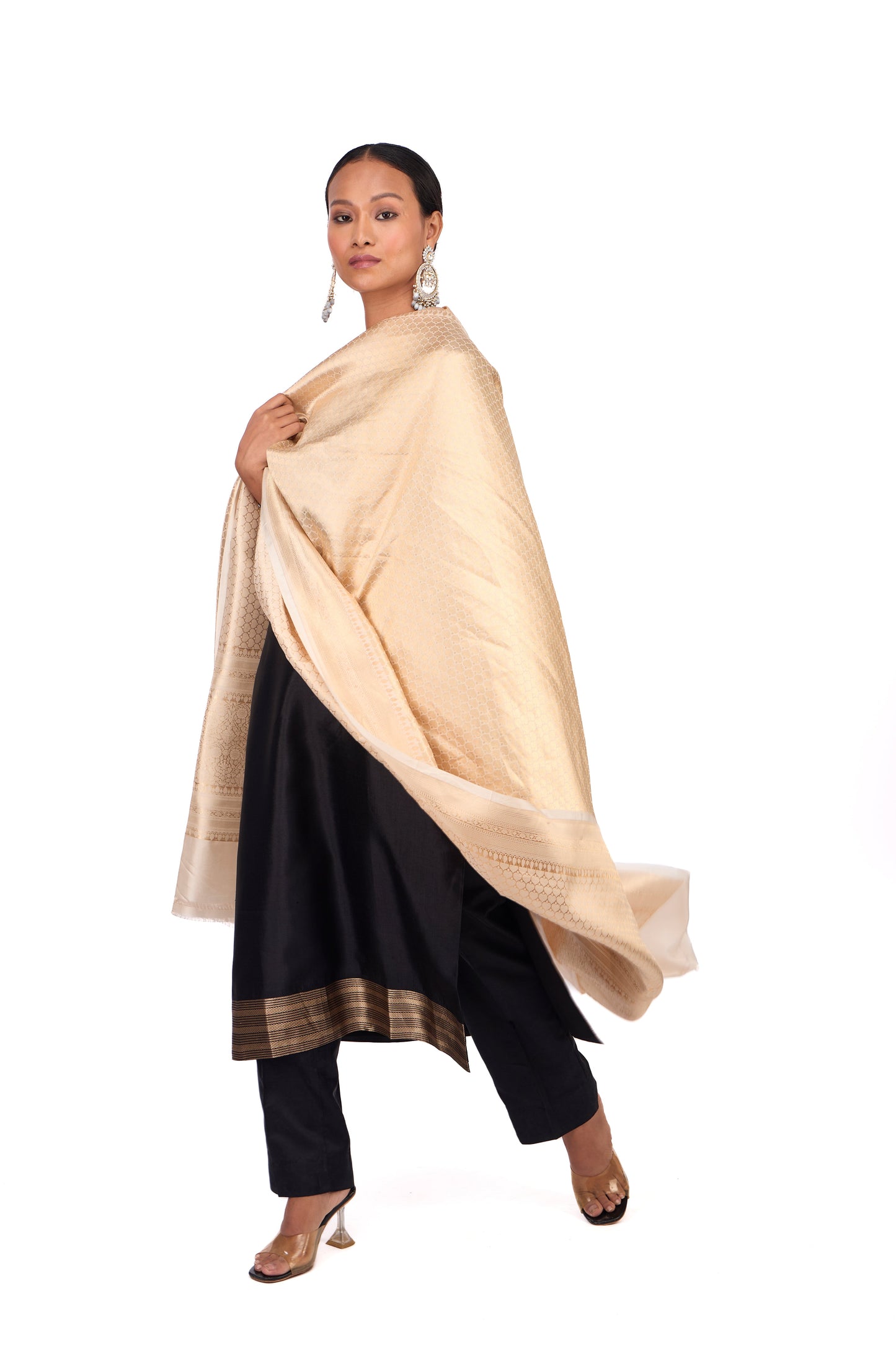 Beige Katan Silk Dupatta