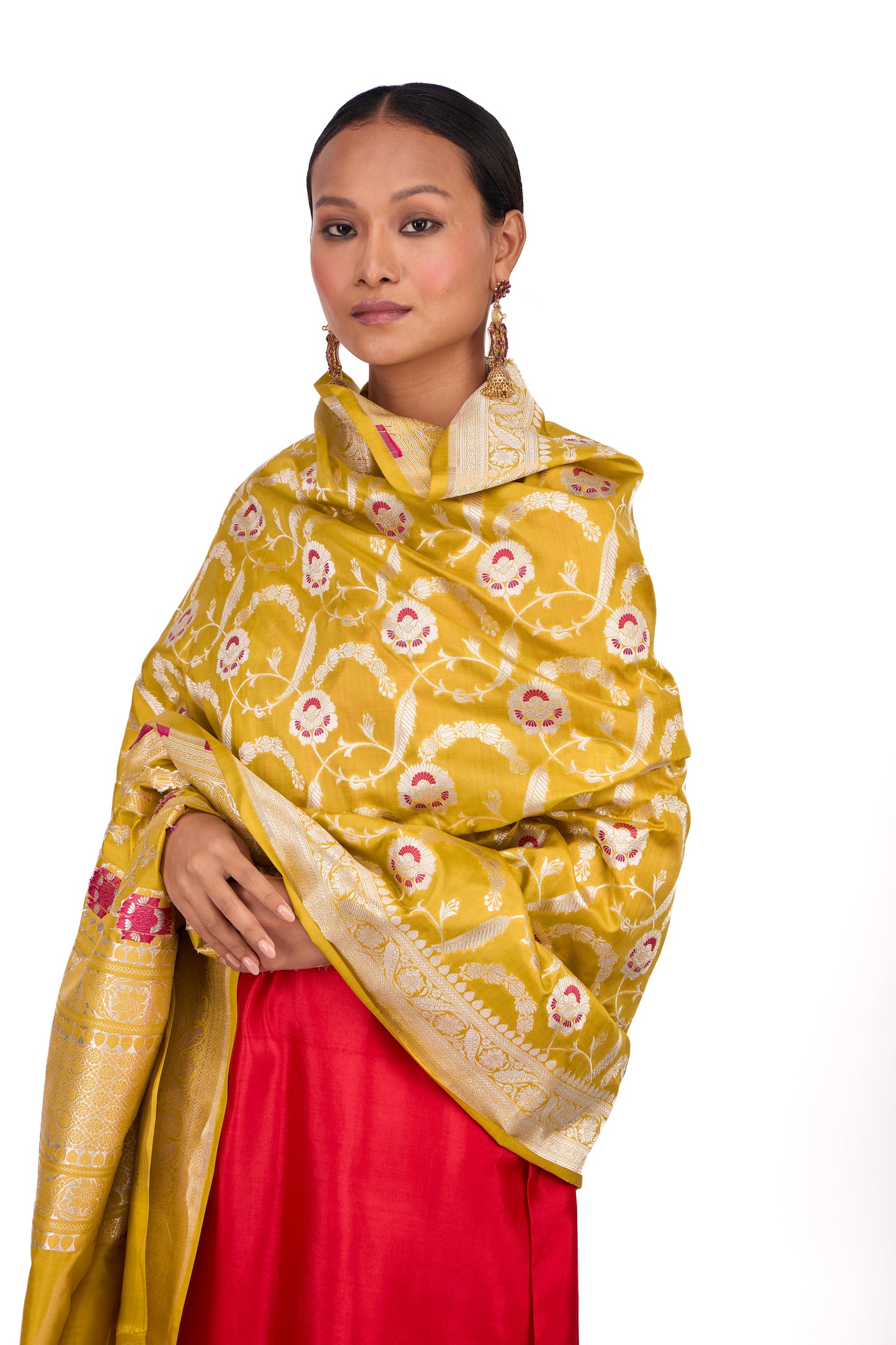 Mango Yellow Katan silk Dupatta