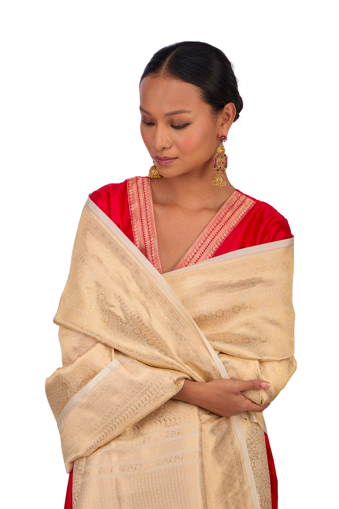 Beige Katan silk Dupatta