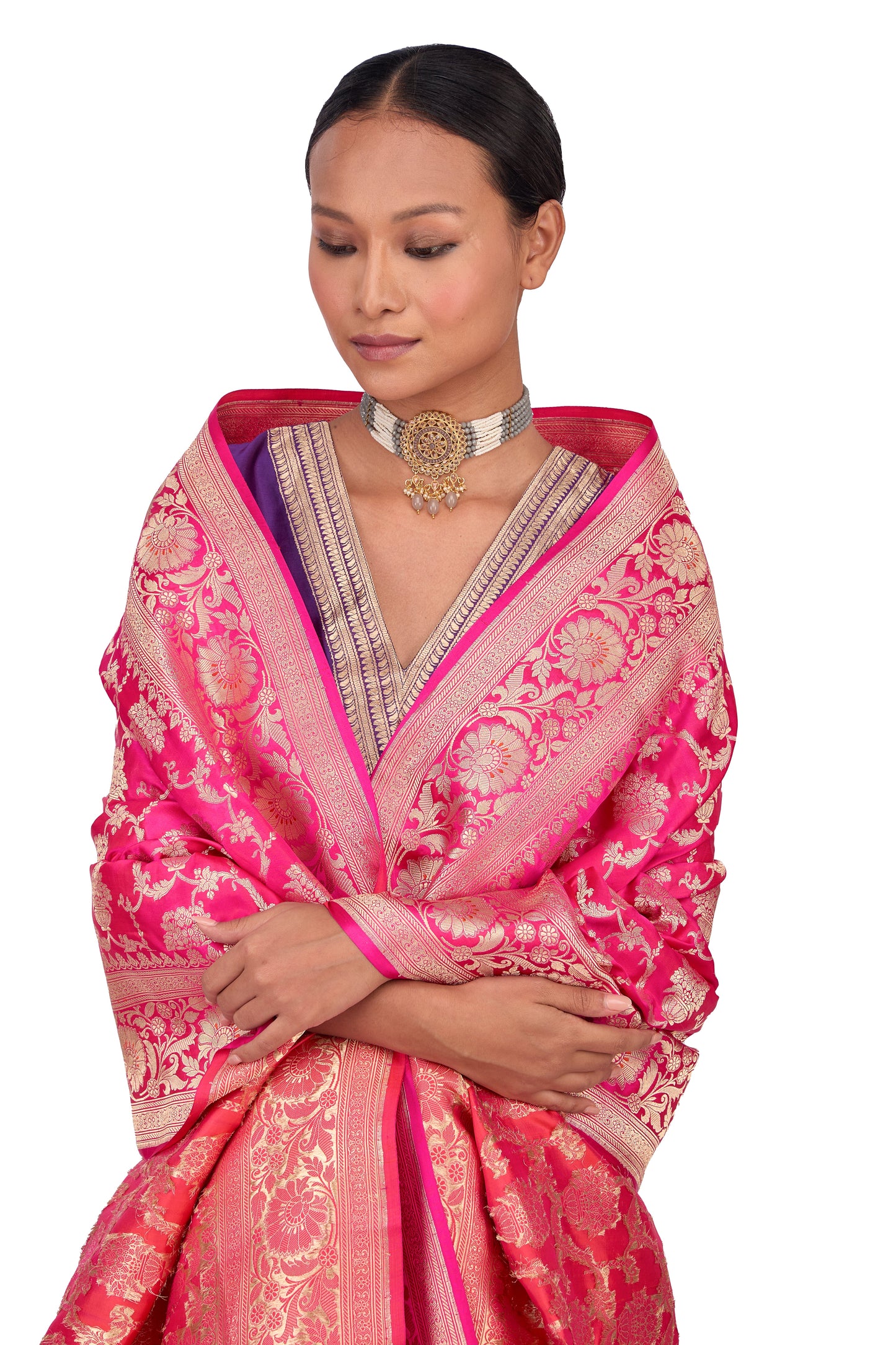 Rani Satin Jaal Dupatta