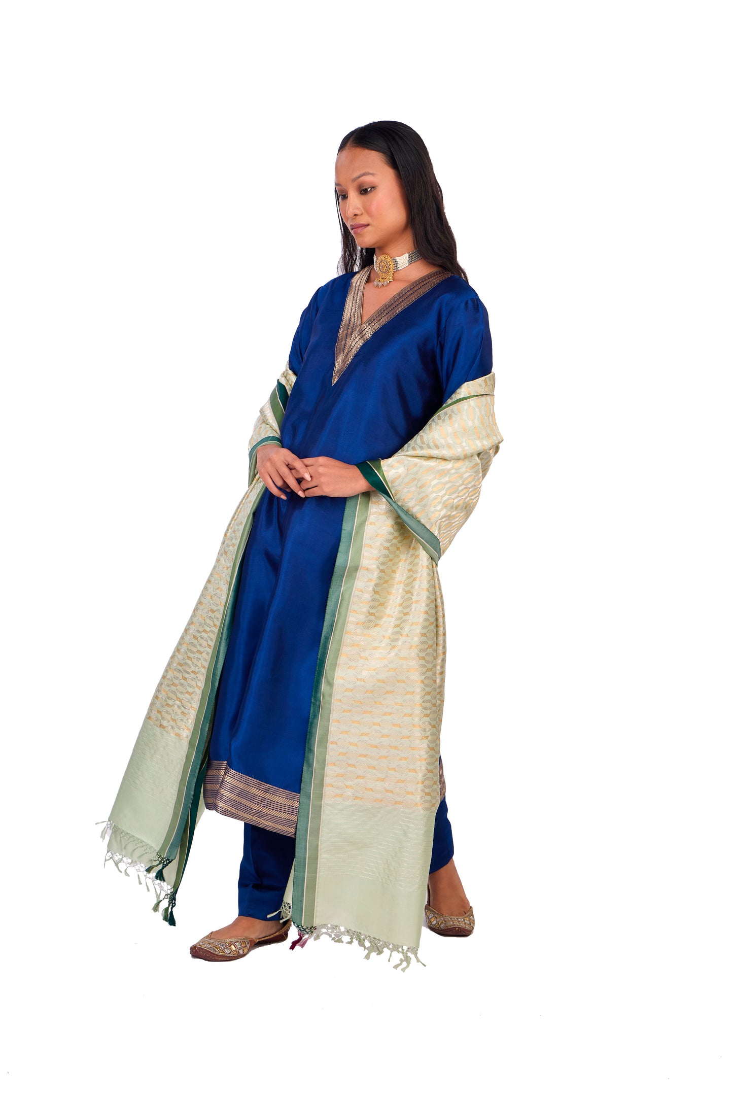 Sky Blue Katan Silk Dupatta