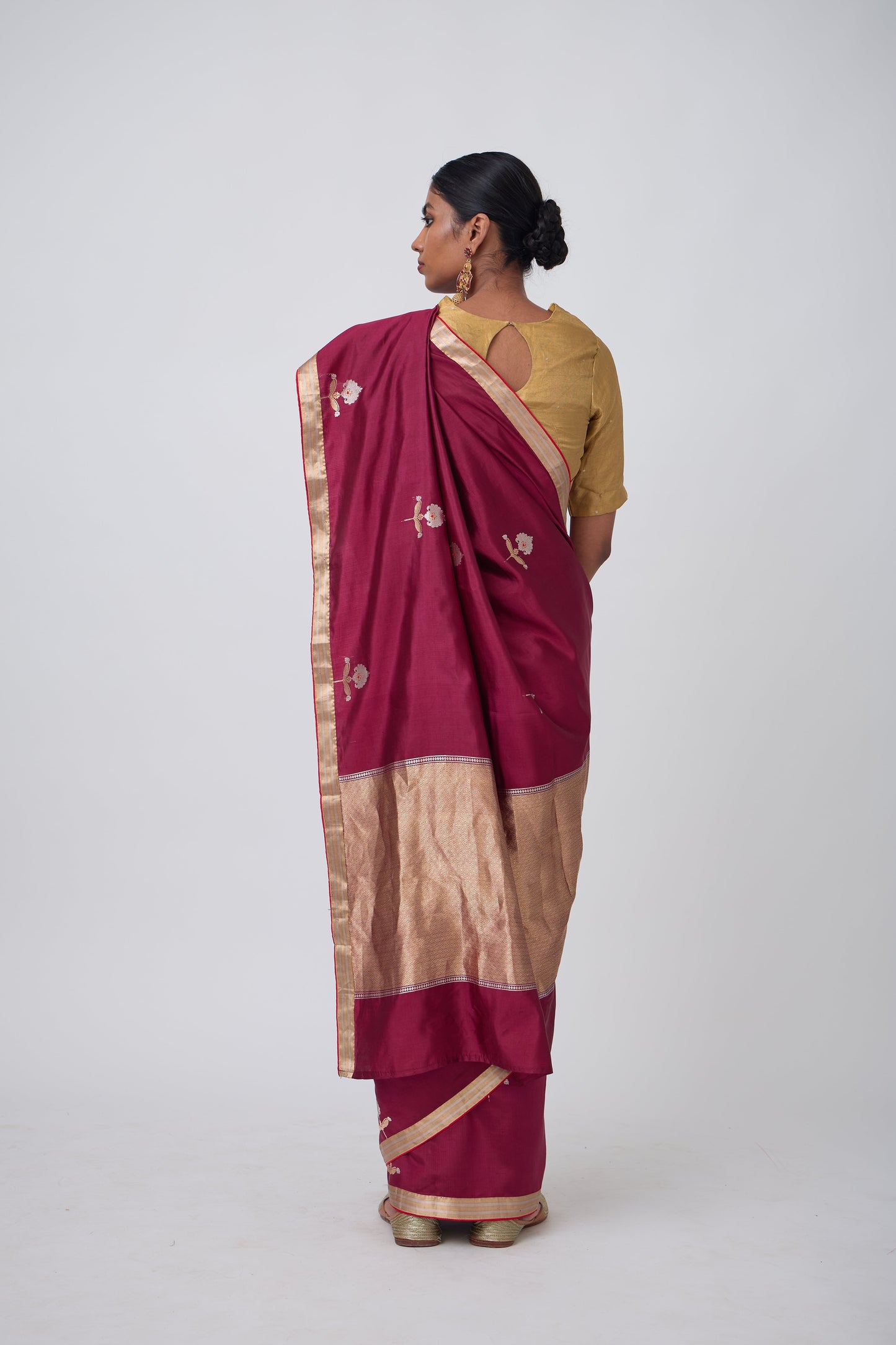 Booti - Wine Silk Saree
