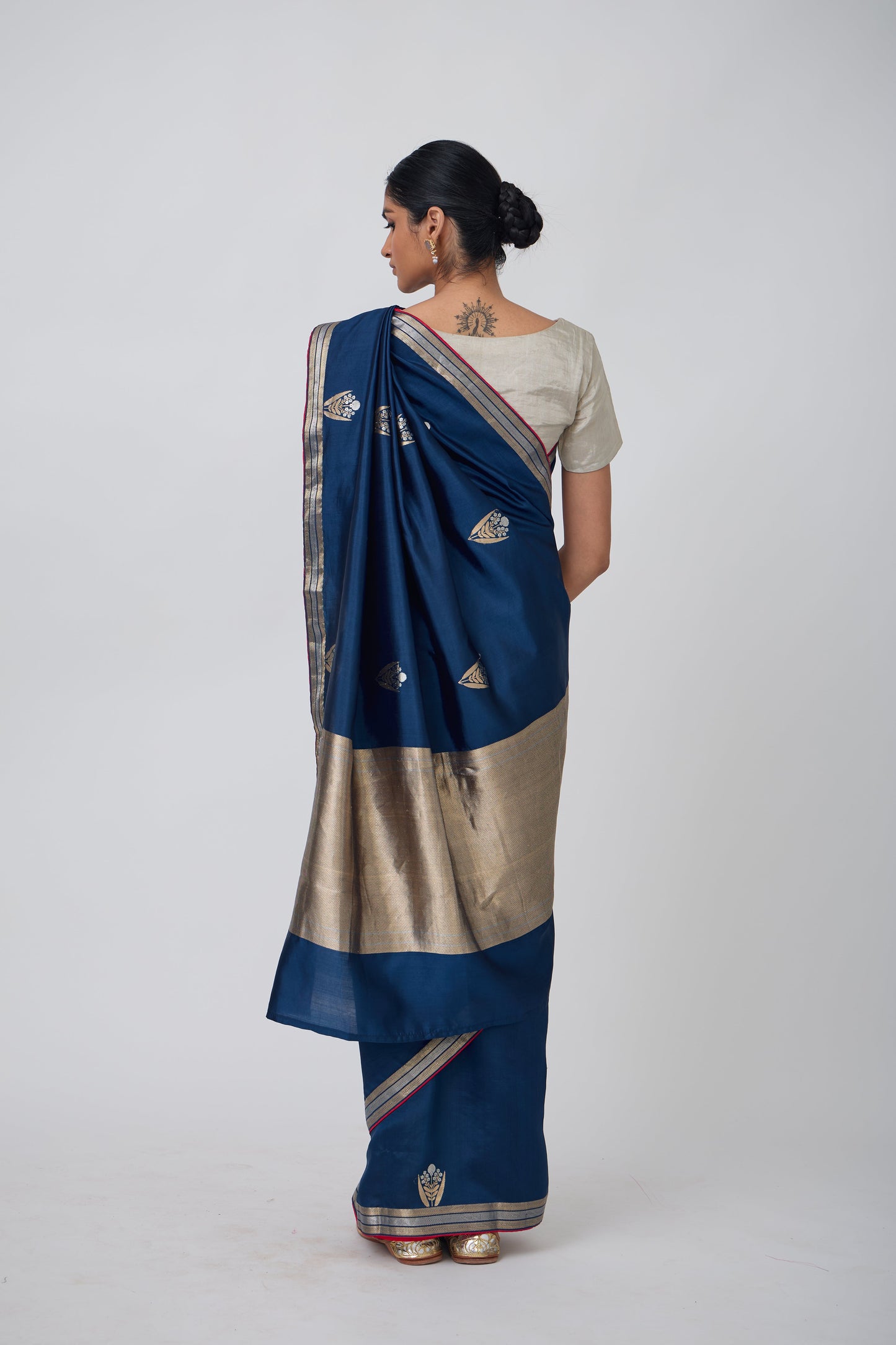 Booti - German Blue Silk Saree