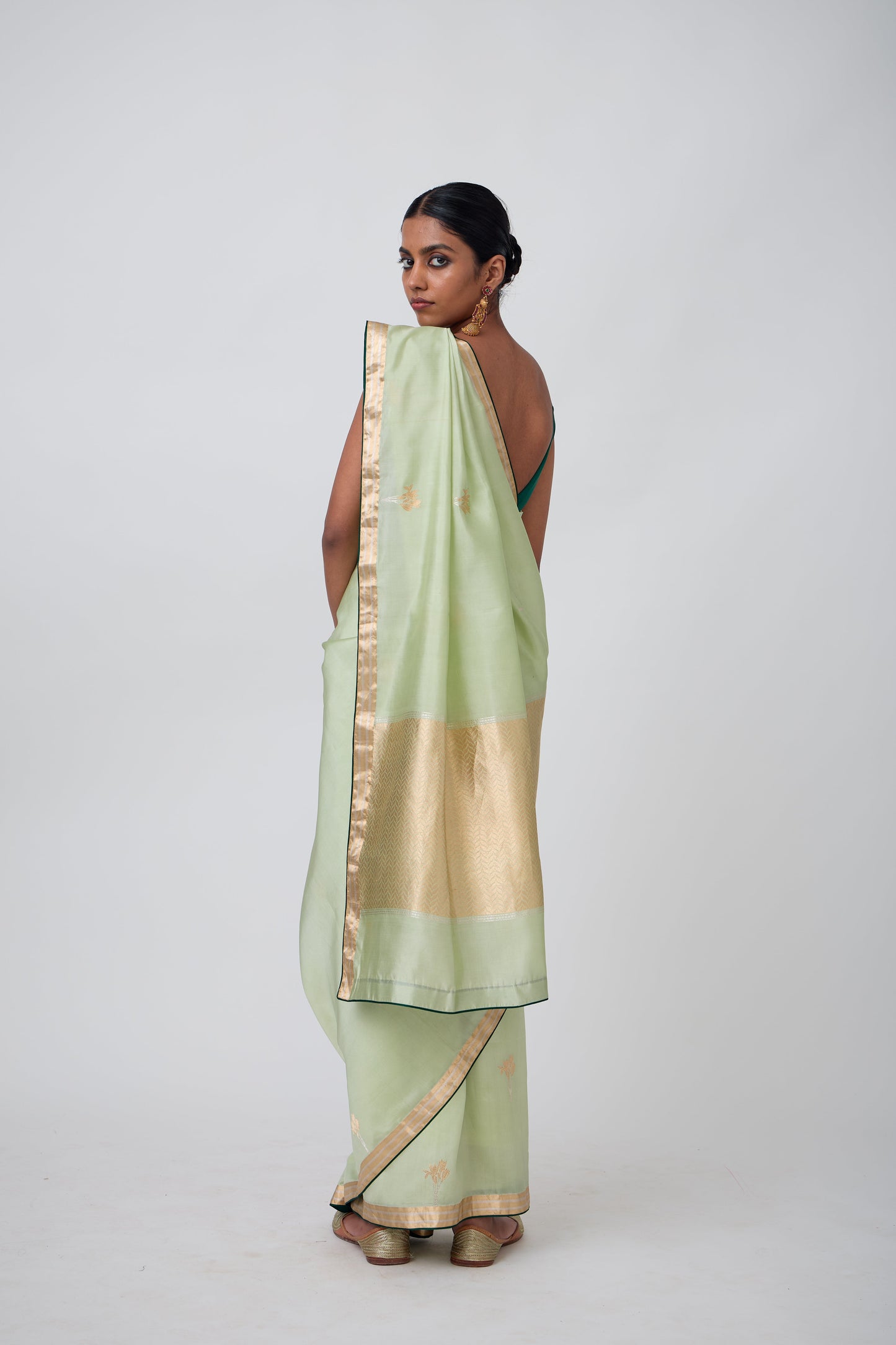 Booti - Sea Green Silk Saree
