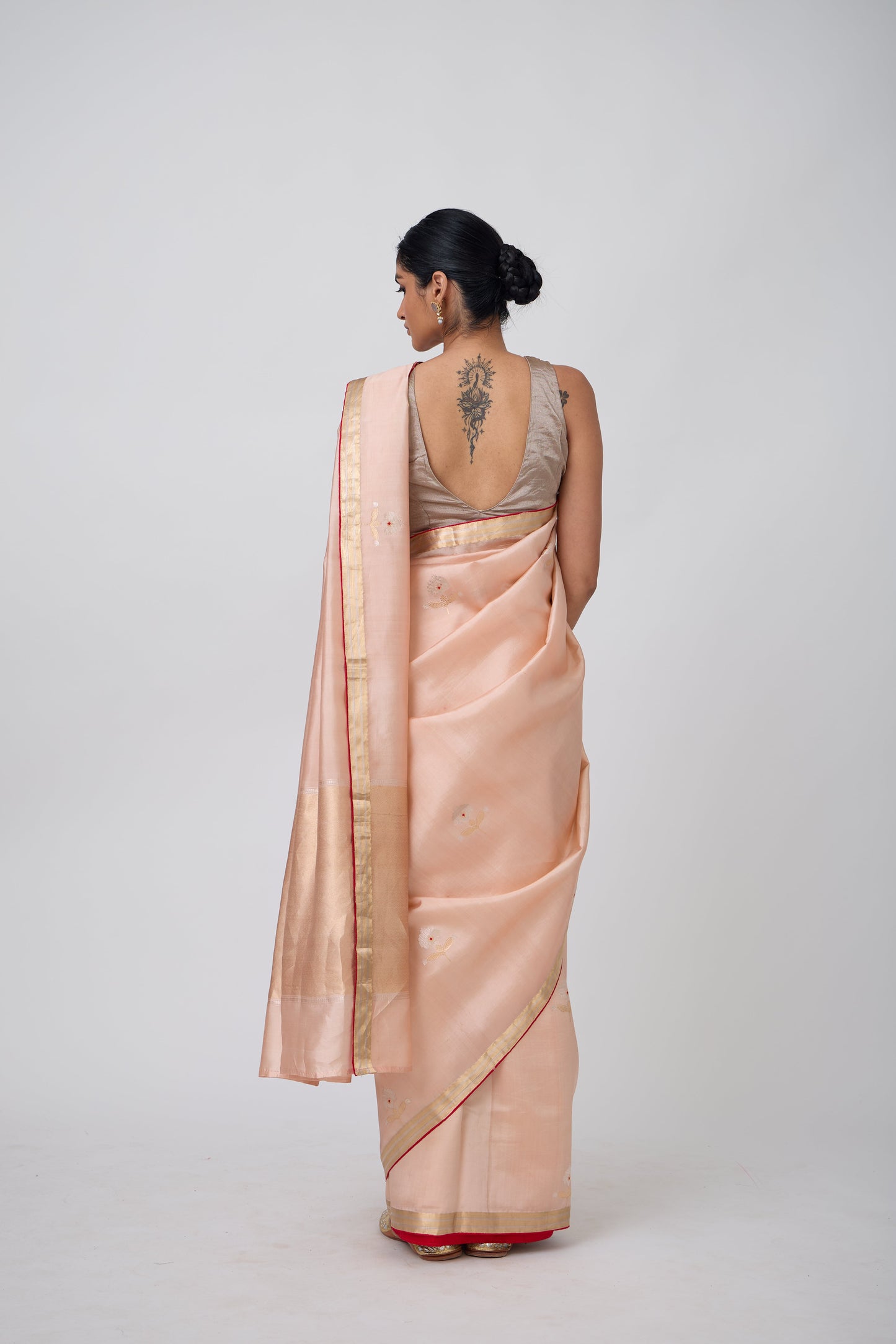 Booti - Peach Silk Saree,