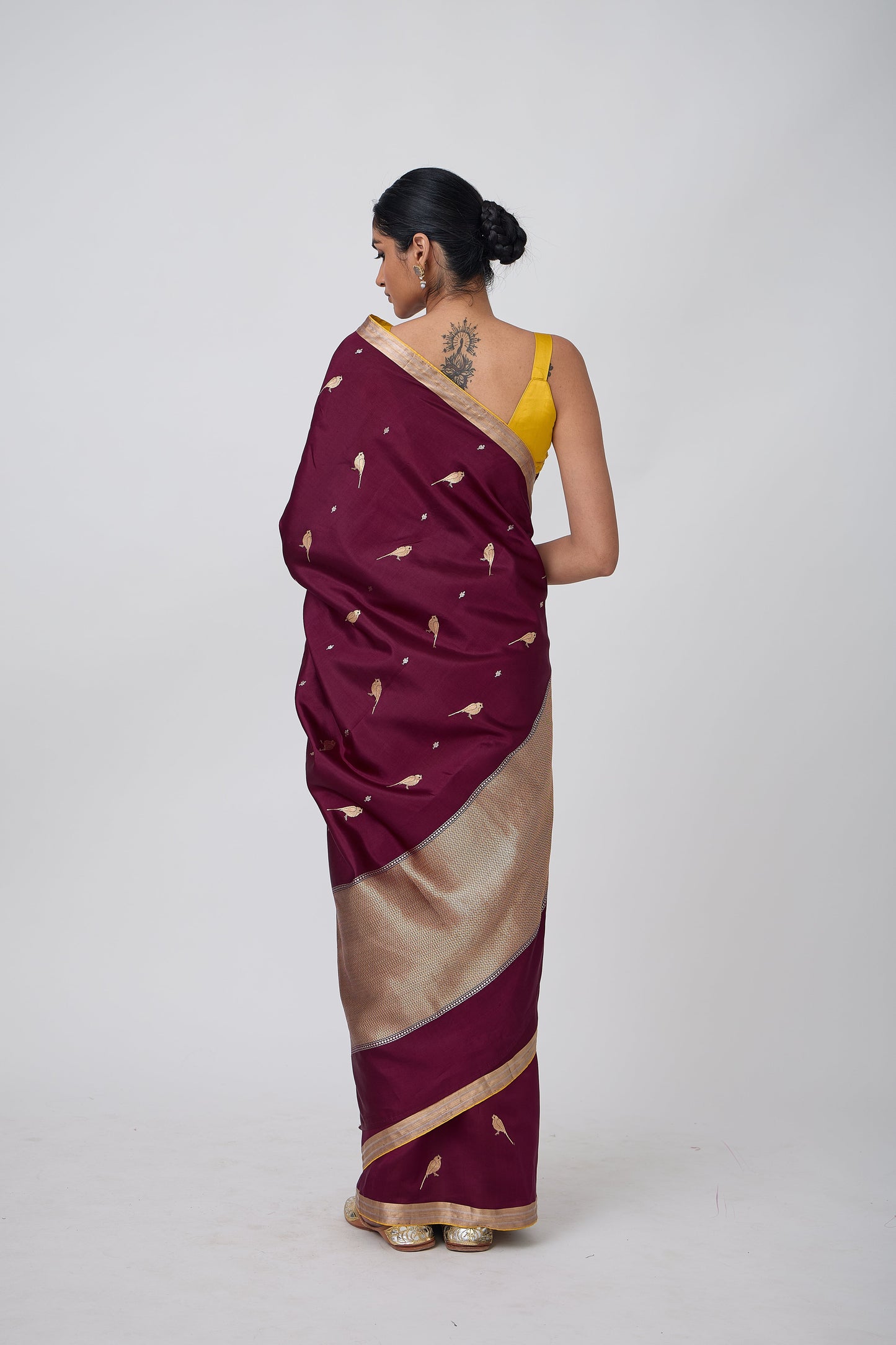 Booti - Wine Silk Saree