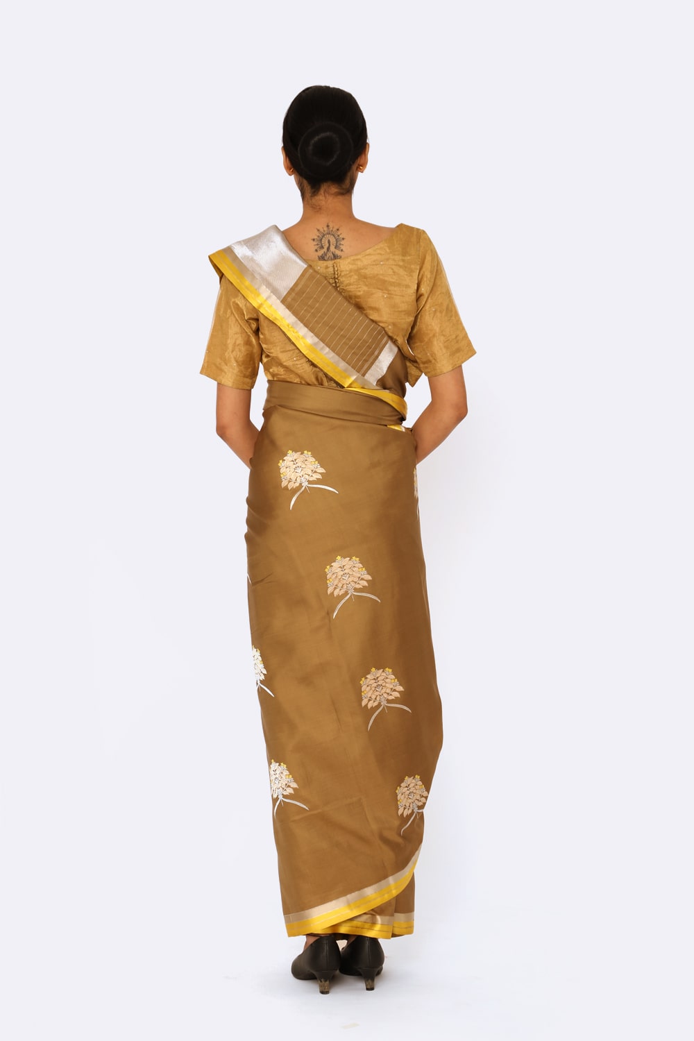 Prakriti - Beige Katan Silk Saree