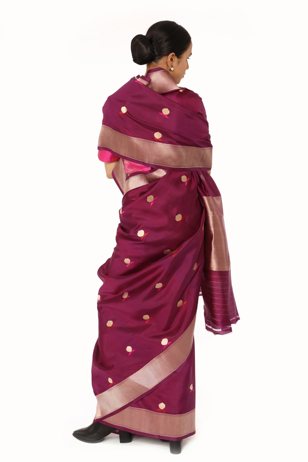 BOA - Wine Chanderi Silk Saree