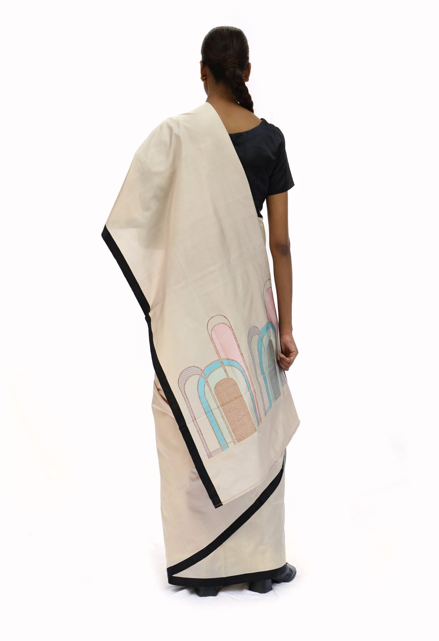 Iconic -Beige Katan Silk Saree