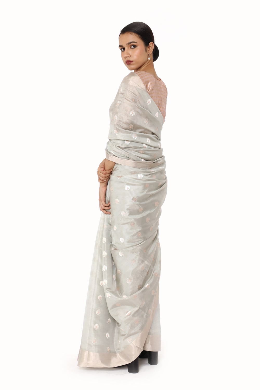 BOA - Grey Silk Tissue Saree
