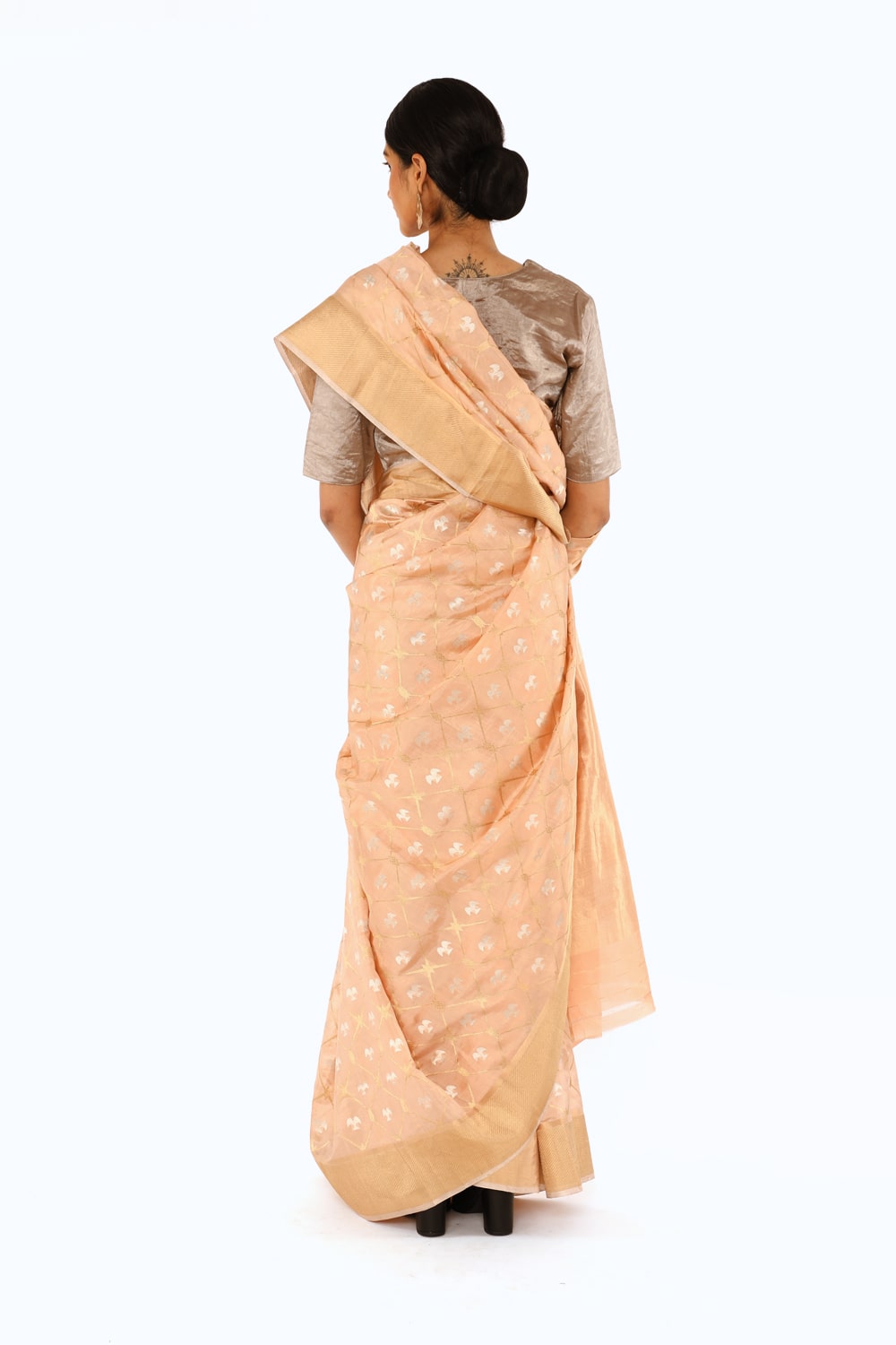 BOA - Beige Chanderi Silk Tissue Saree