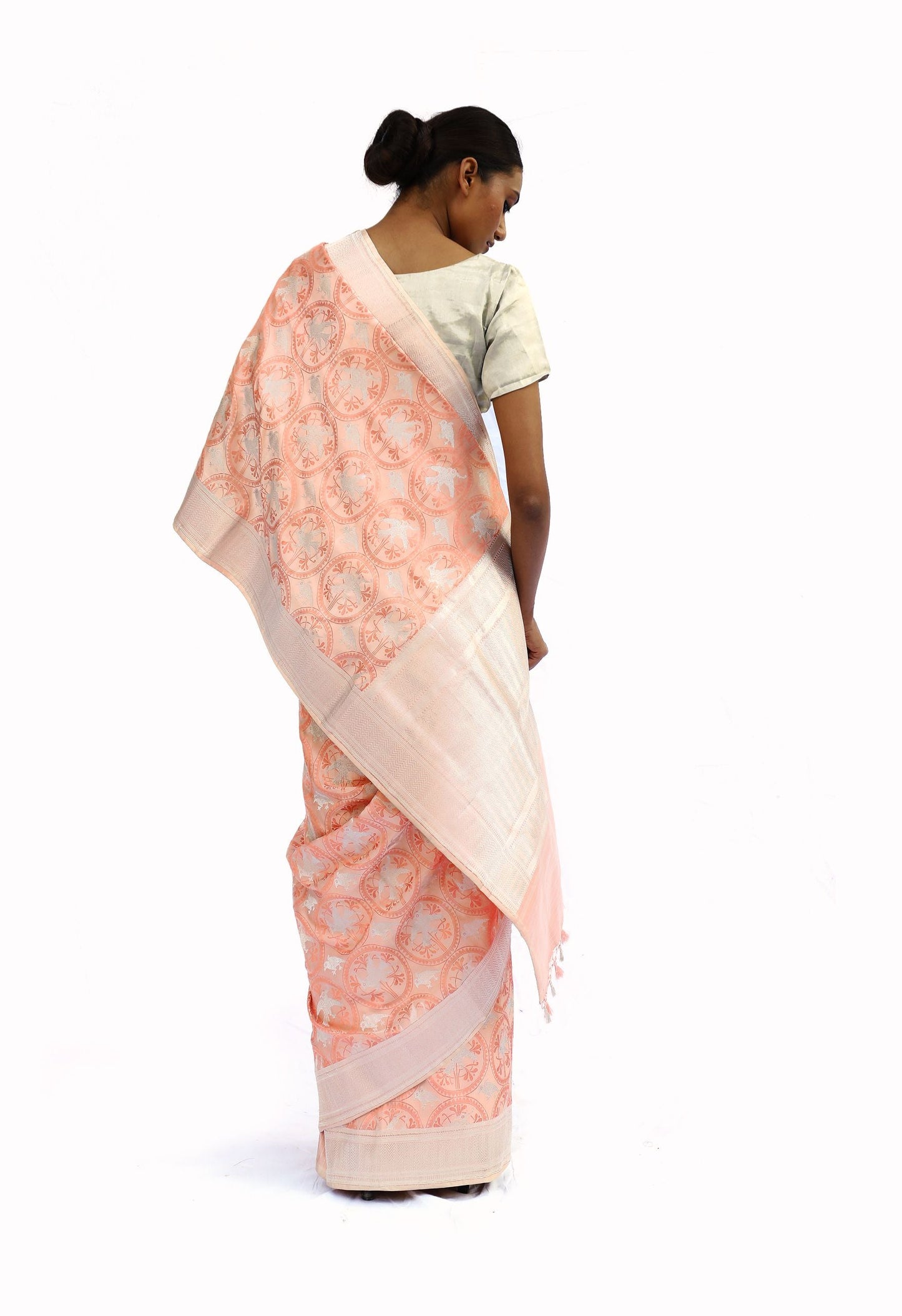MM - PEACH MASHRU SILK