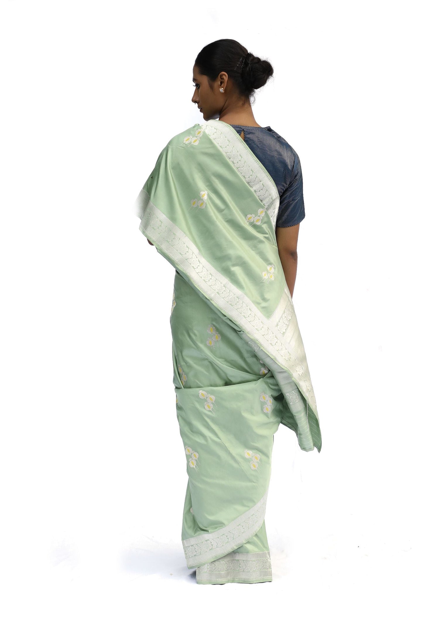 NURVI - light green katan silk saree