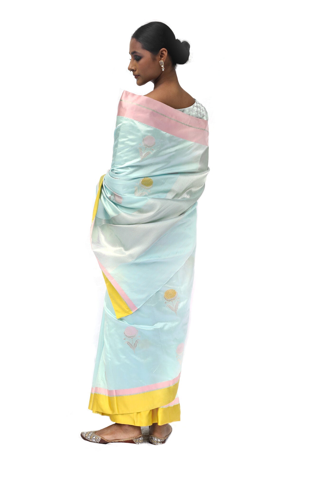 Prakriti - Sky Blue Katan Silk Saree