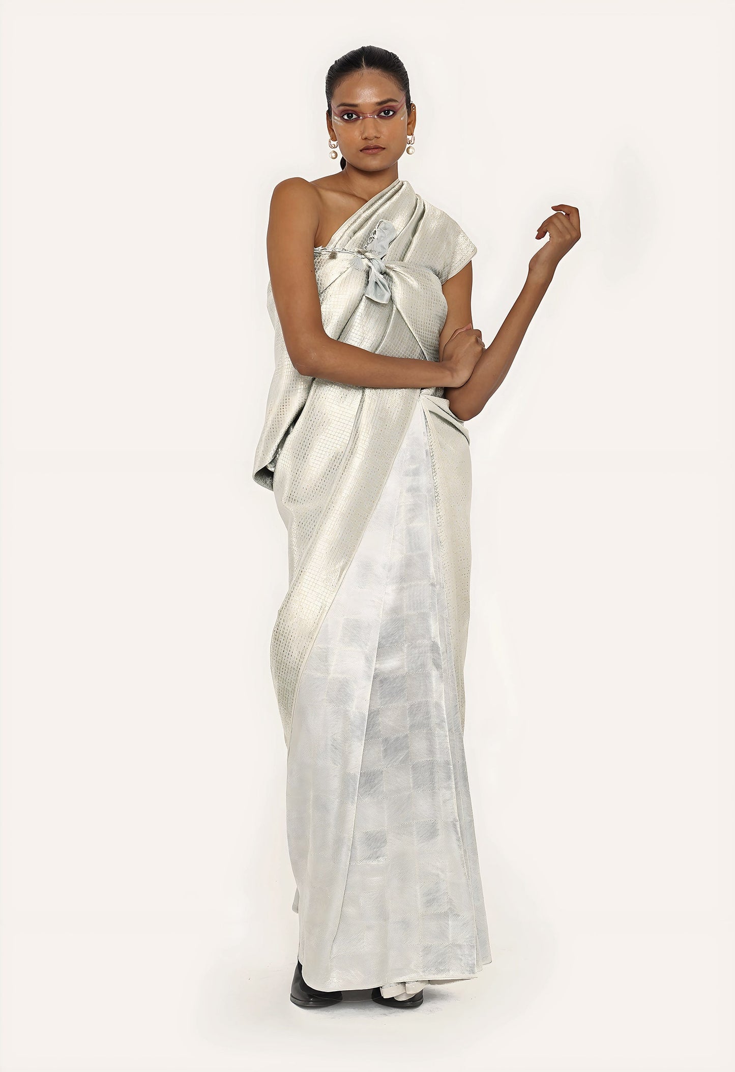 Dhari - SKY BLUE GOLD SILVER JARI SONA RUPA