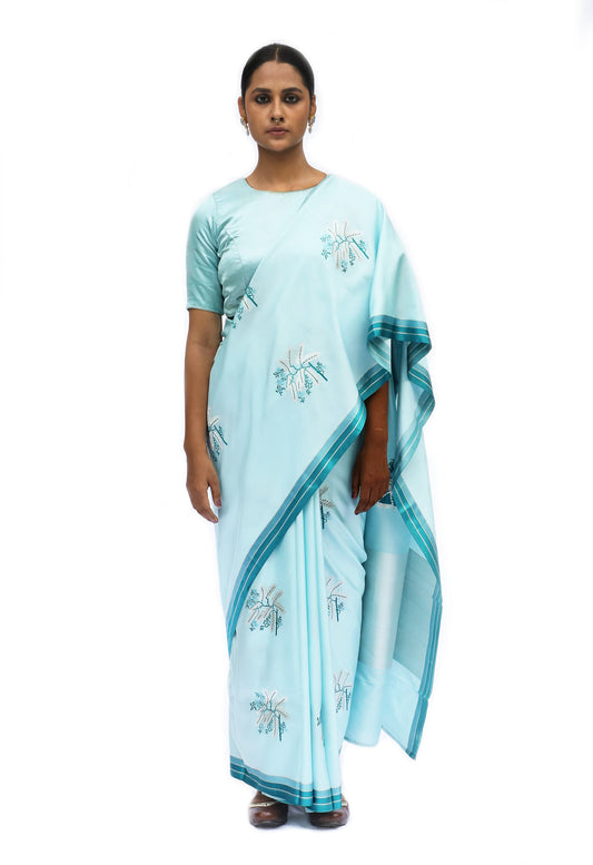 Prakriti - Sky Blue Katan Silk Saree