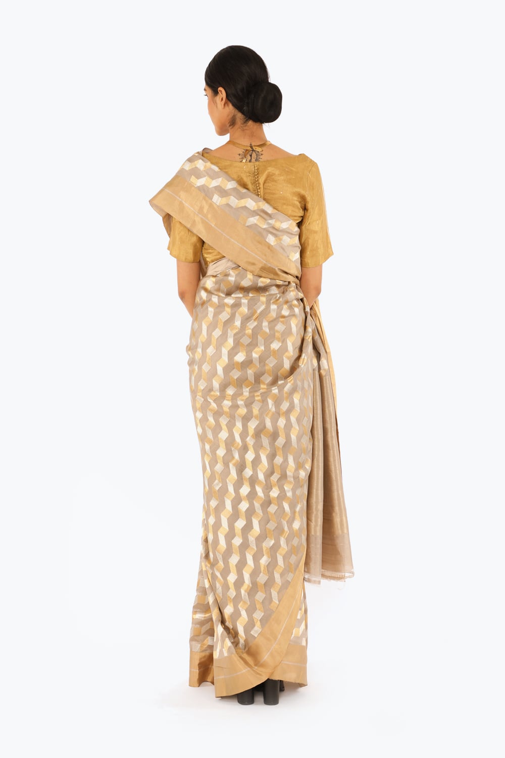 BOA -  Beige Chanderi Silk Saree