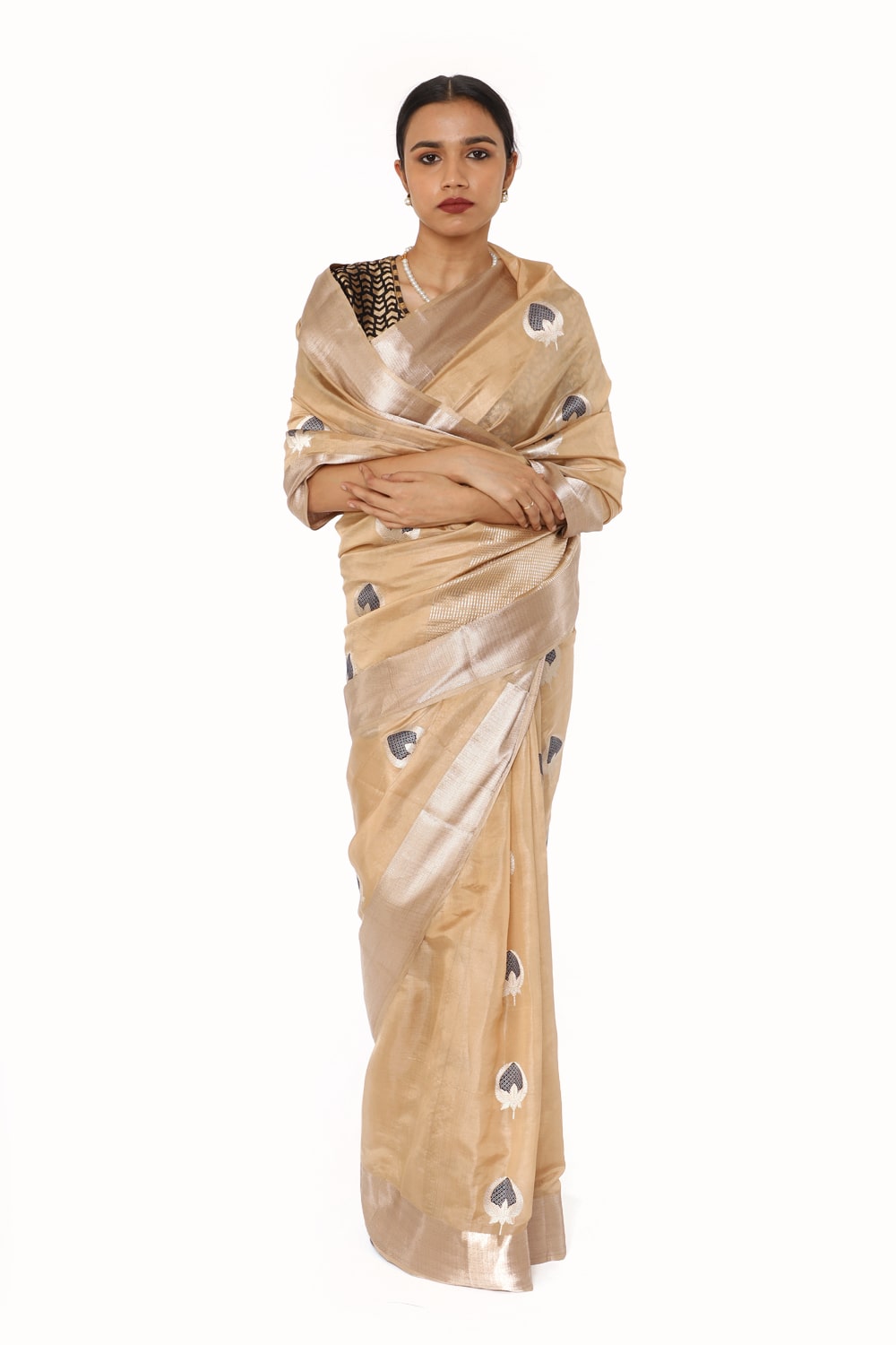 BOA -  Beige Silk Tissue Saree