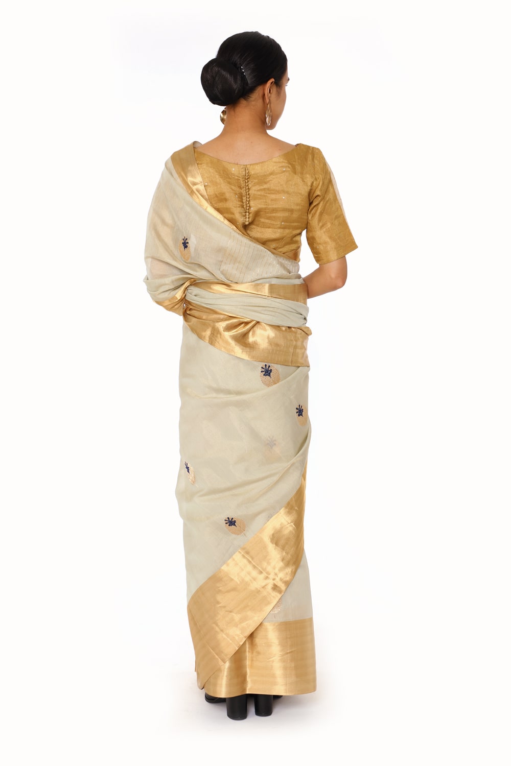 BOA -  Beige Cotton Tissue Saree
