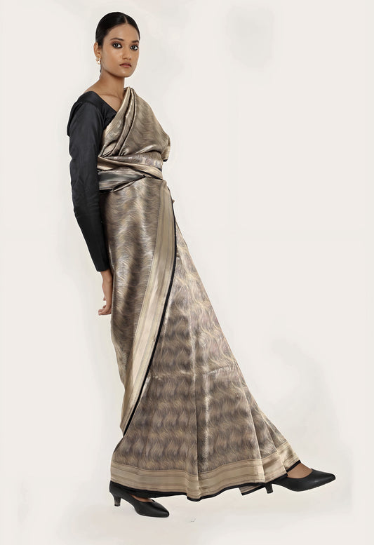 Dhari - BLACK SILVER JARI METALIC SAREE