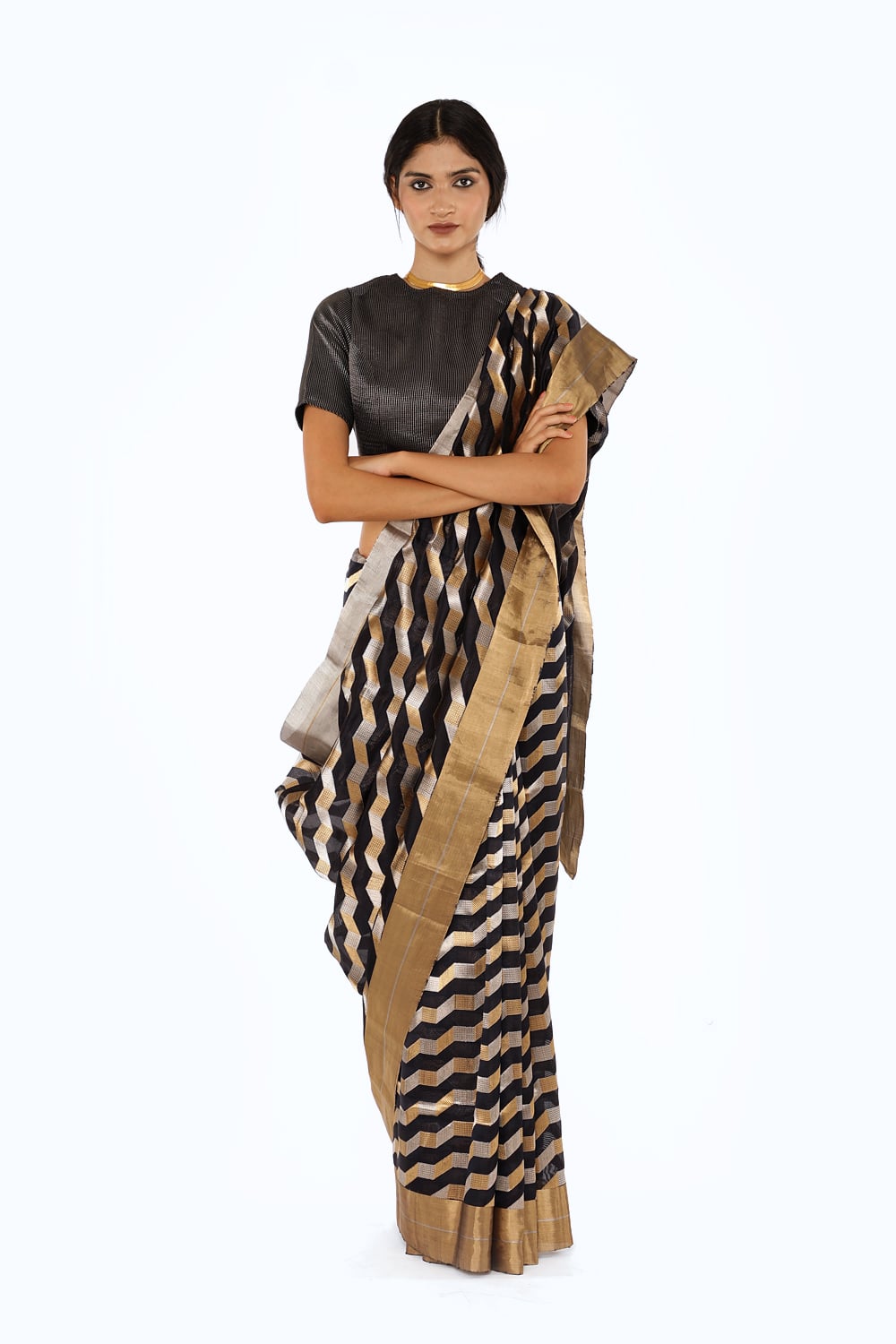 BOA -  Black Chanderi Silk
