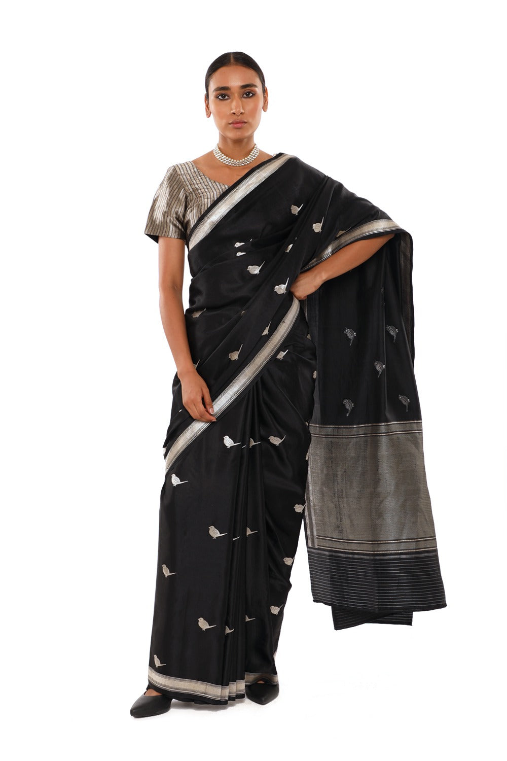 MM - BLACK MASHRU SILK