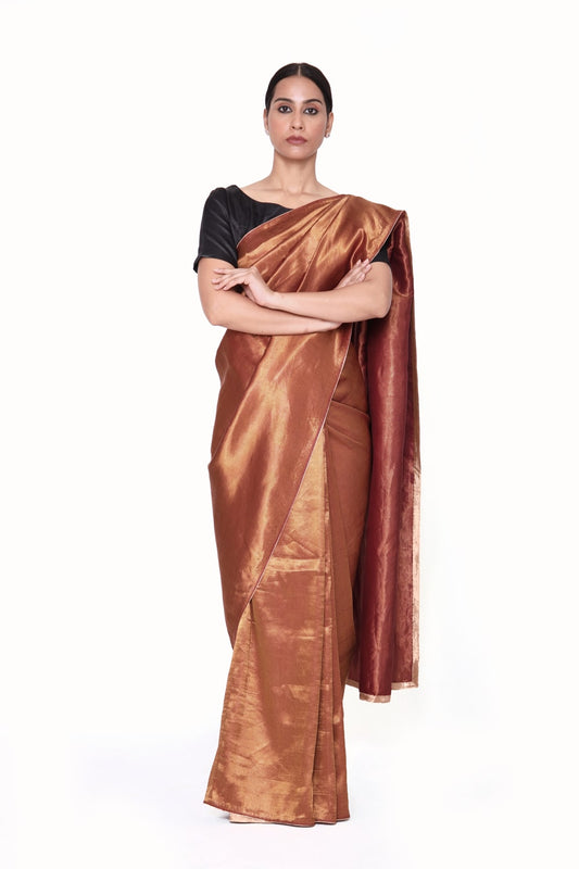 DHARA - copper brown mashru silk saree