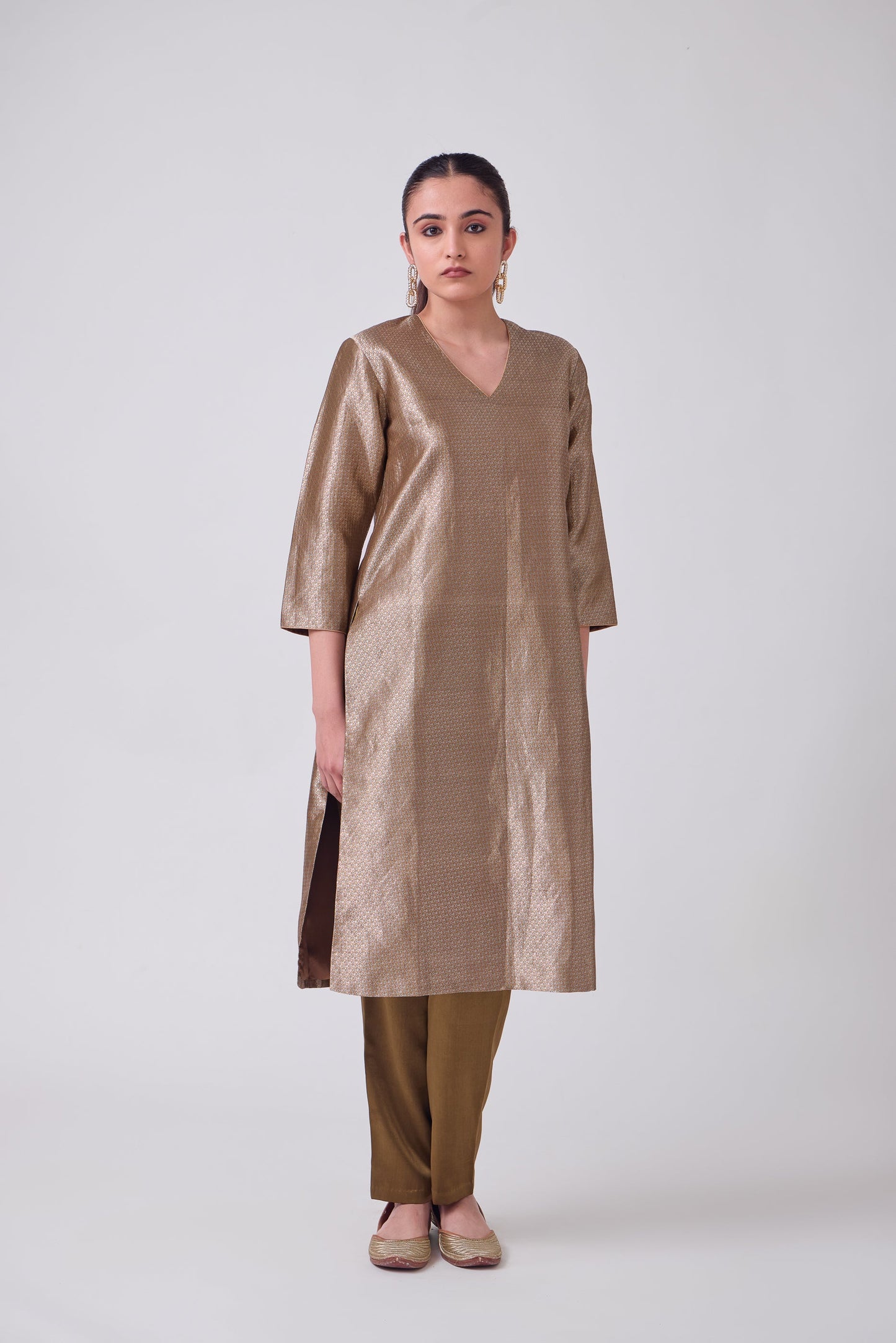Kurta - Brown Silk Brocade