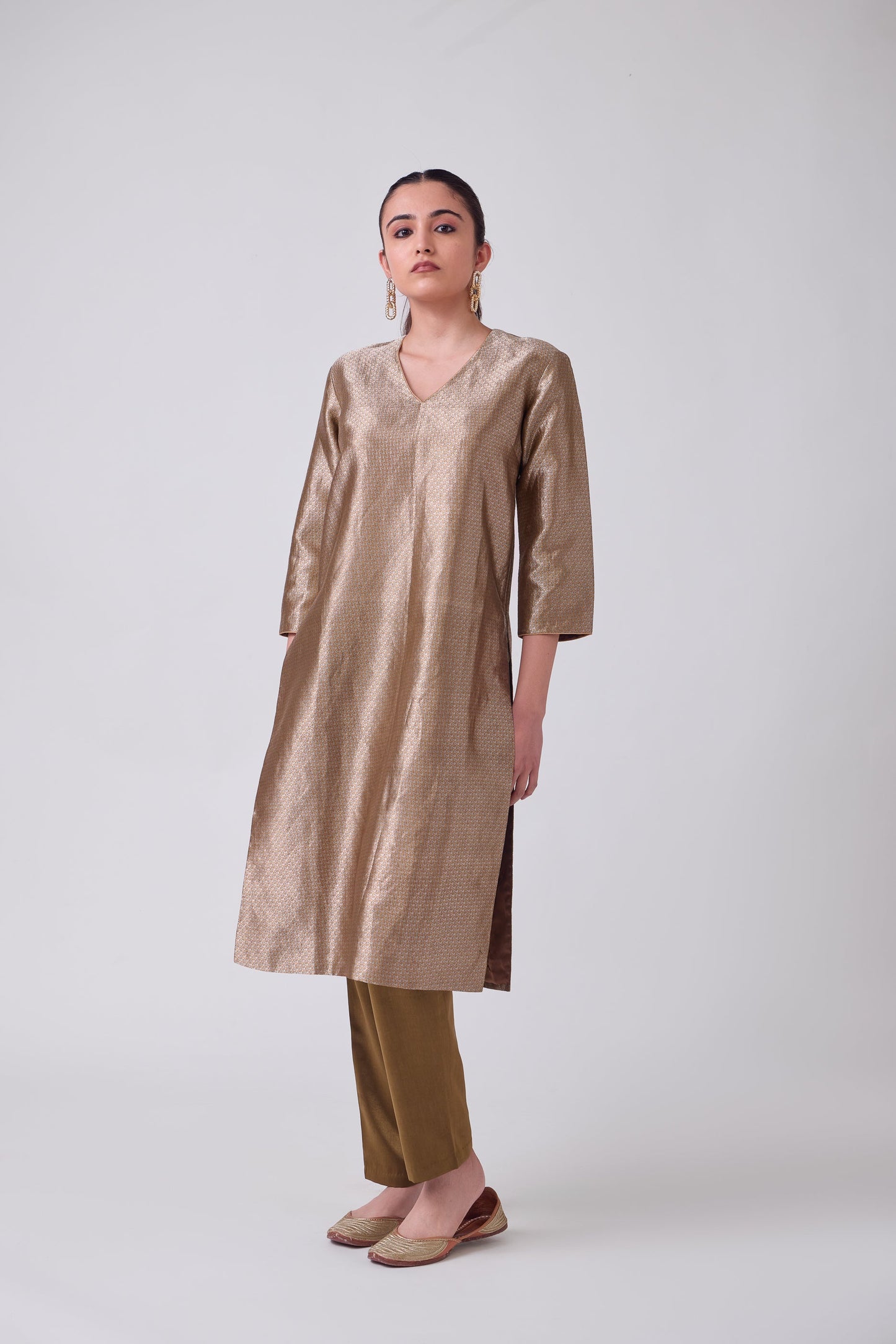 Kurta - Brown Silk Brocade