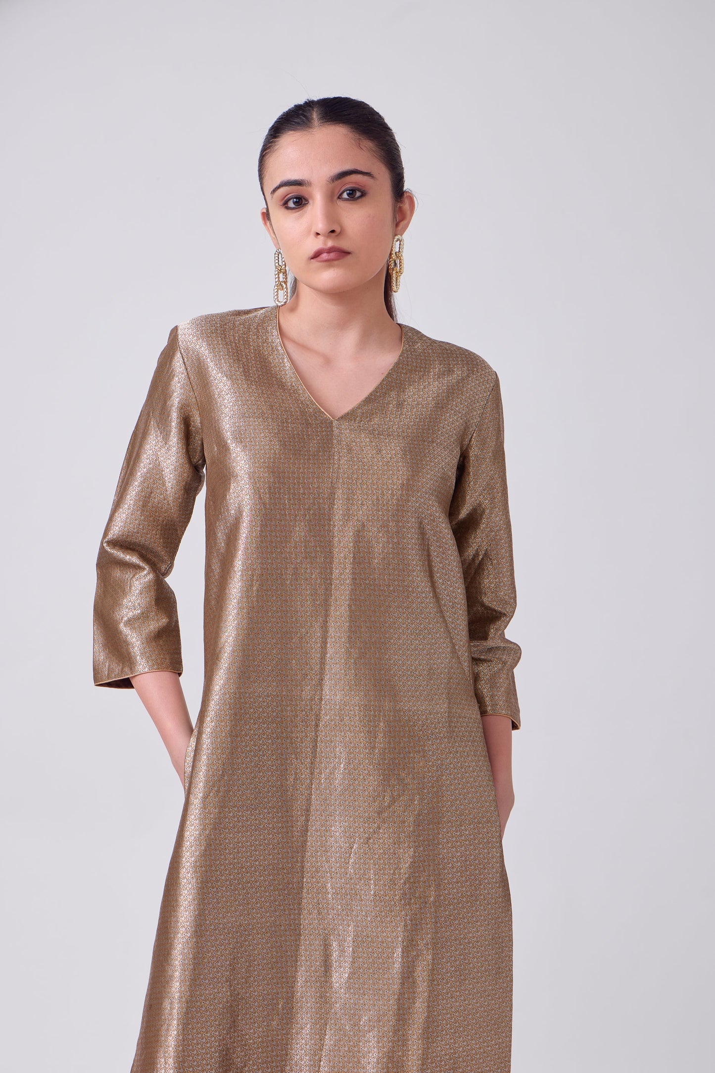 Kurta - Brown Silk Brocade