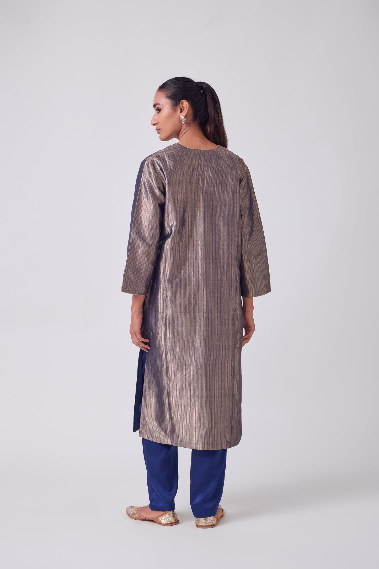 Kurta - Blue Silk Brocade