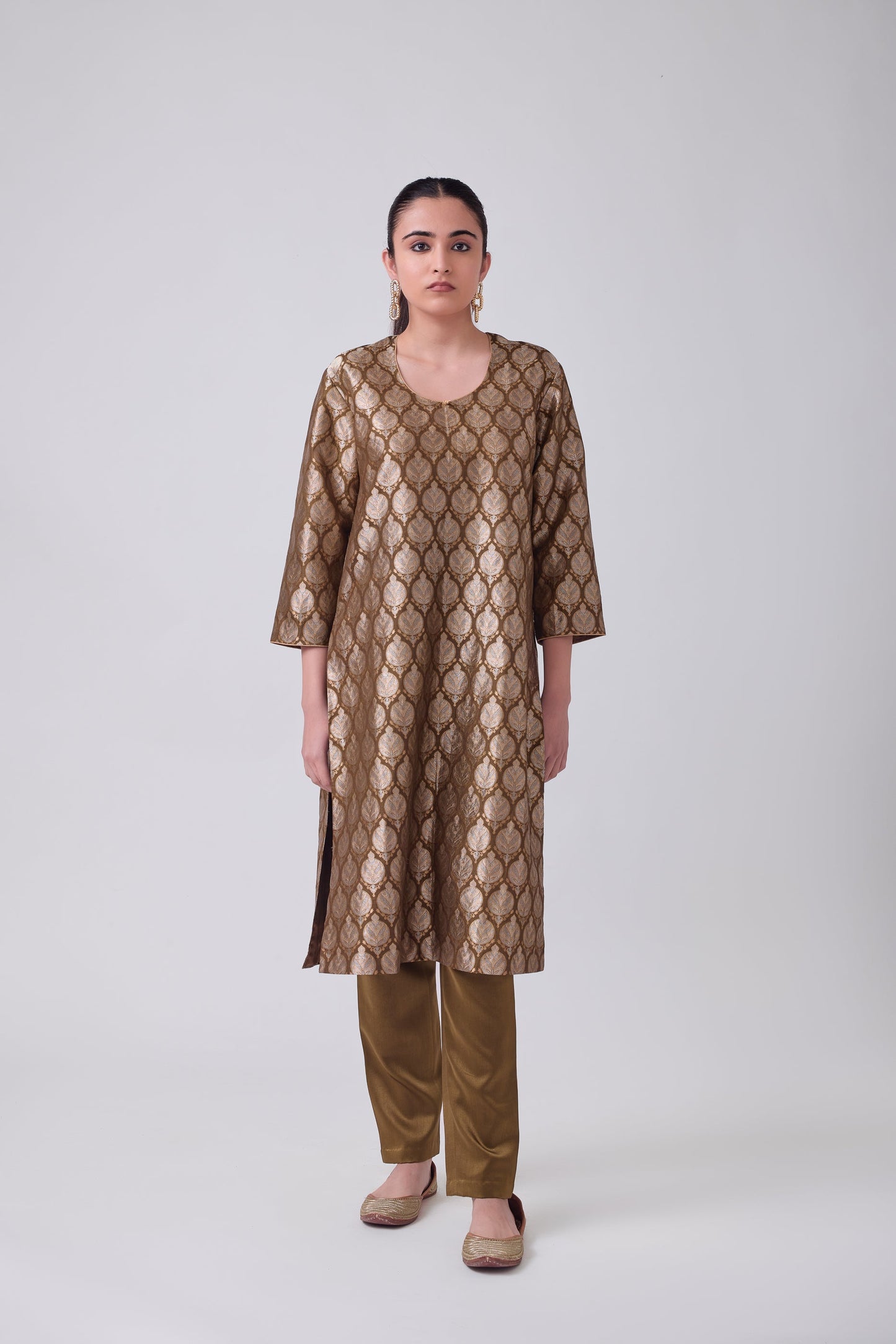 Kurta - Brown Silk Brocade