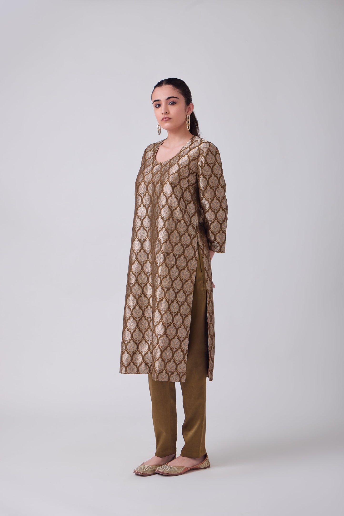 Kurta - Brown Silk Brocade
