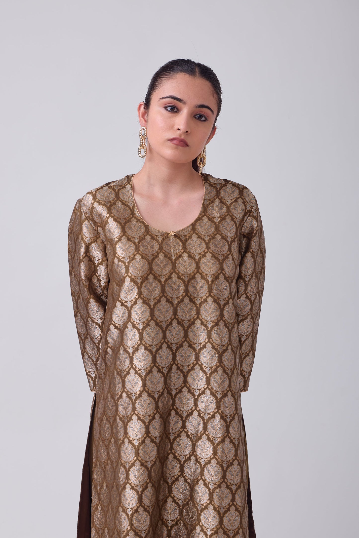 Kurta - Brown Silk Brocade